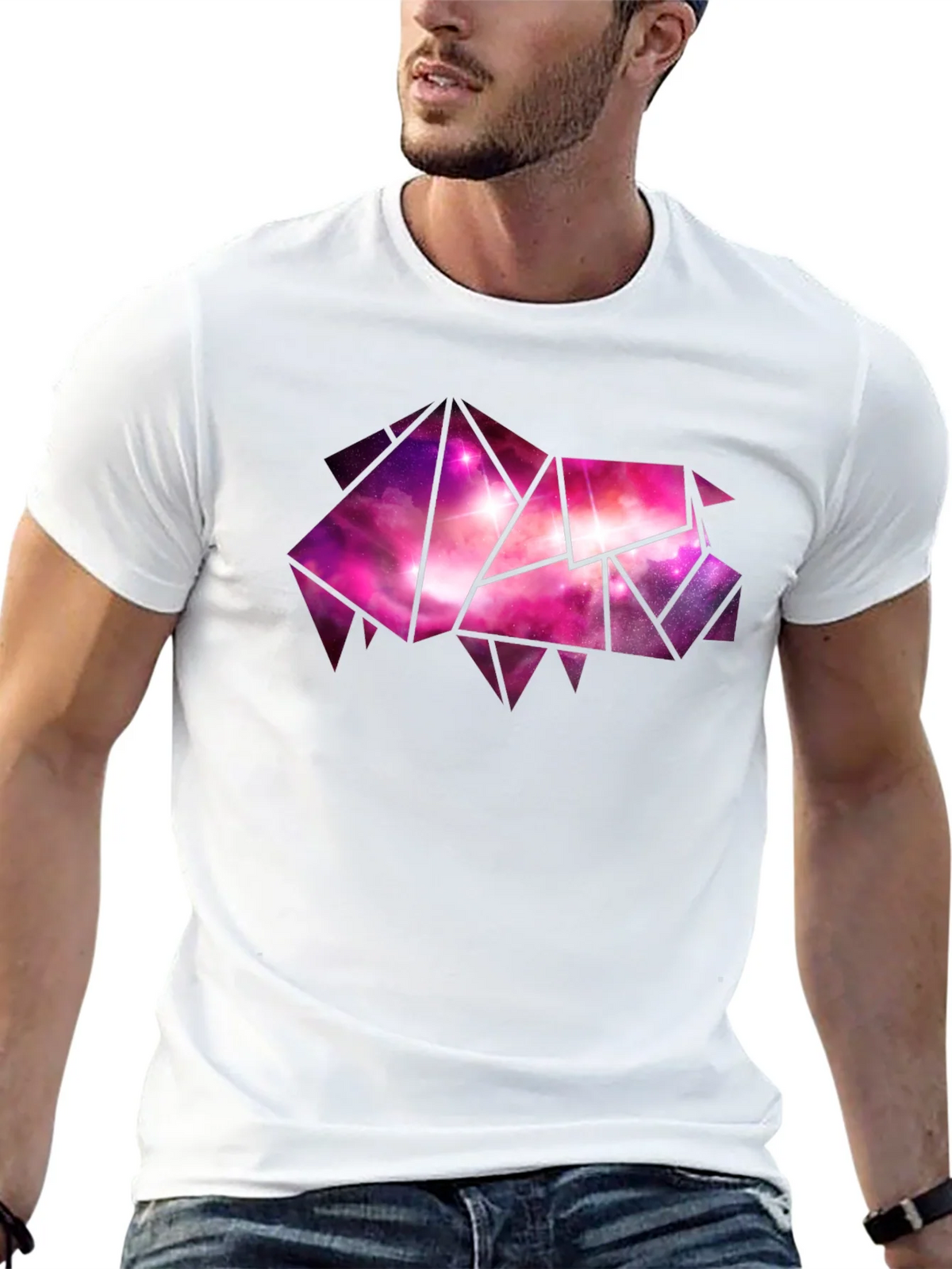 Geometric Galaxy Pig Tee - Stylish Black Cotton T-Shirt product image 3