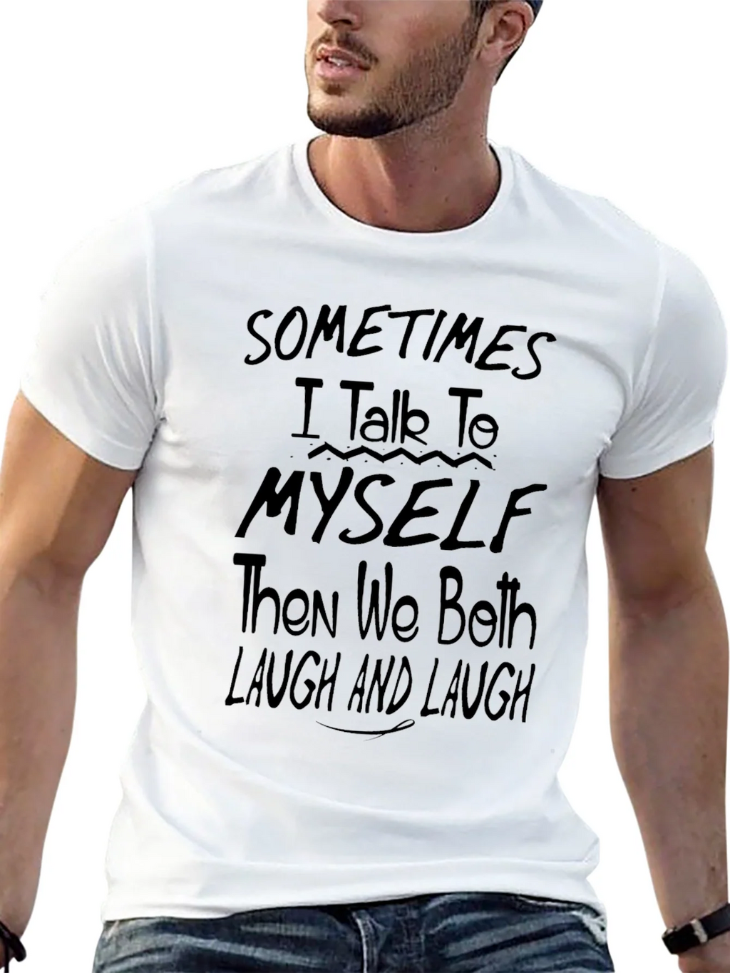 Sometimes I Talk To Myself Black Graphic Tee product image 5