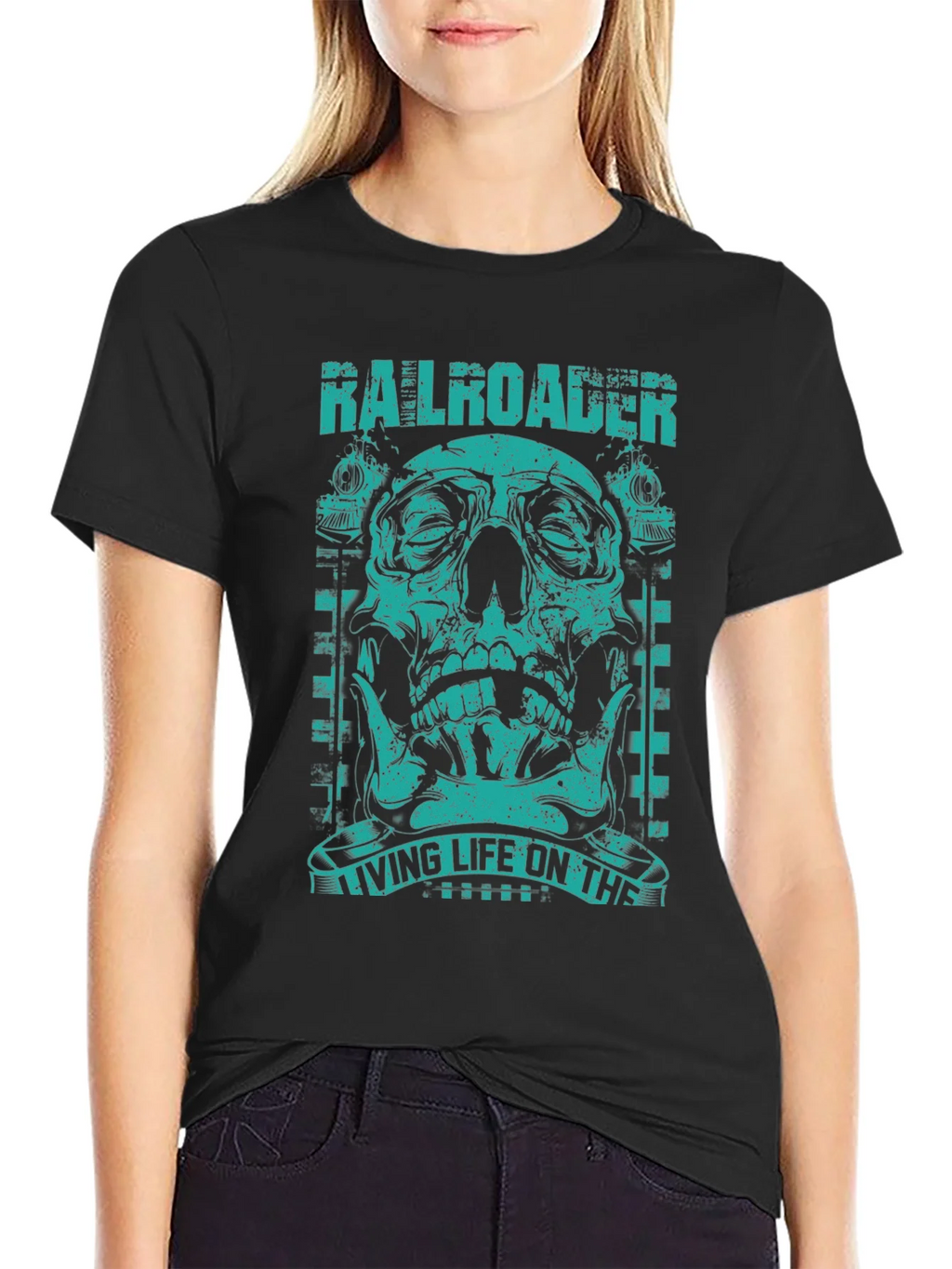 Railroader Skull Graphic Tee - Living Life on the Rails! product image 1