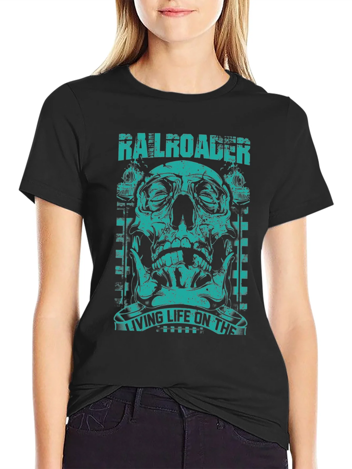 Railroader Skull Graphic Tee - Living Life on the Rails! product image 1