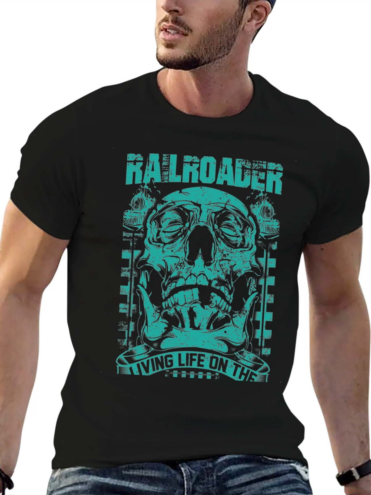 Railroader Skull Graphic Tee - Living Life on the Rails! product image 5