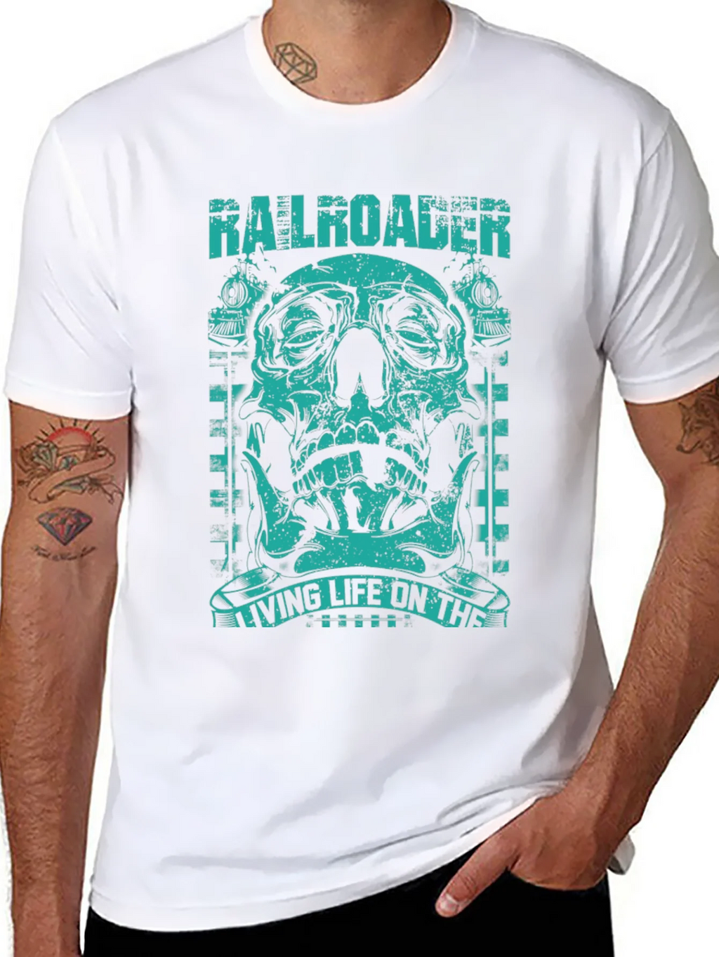 Railroader Skull Graphic Tee - Living Life on the Rails! product image 6