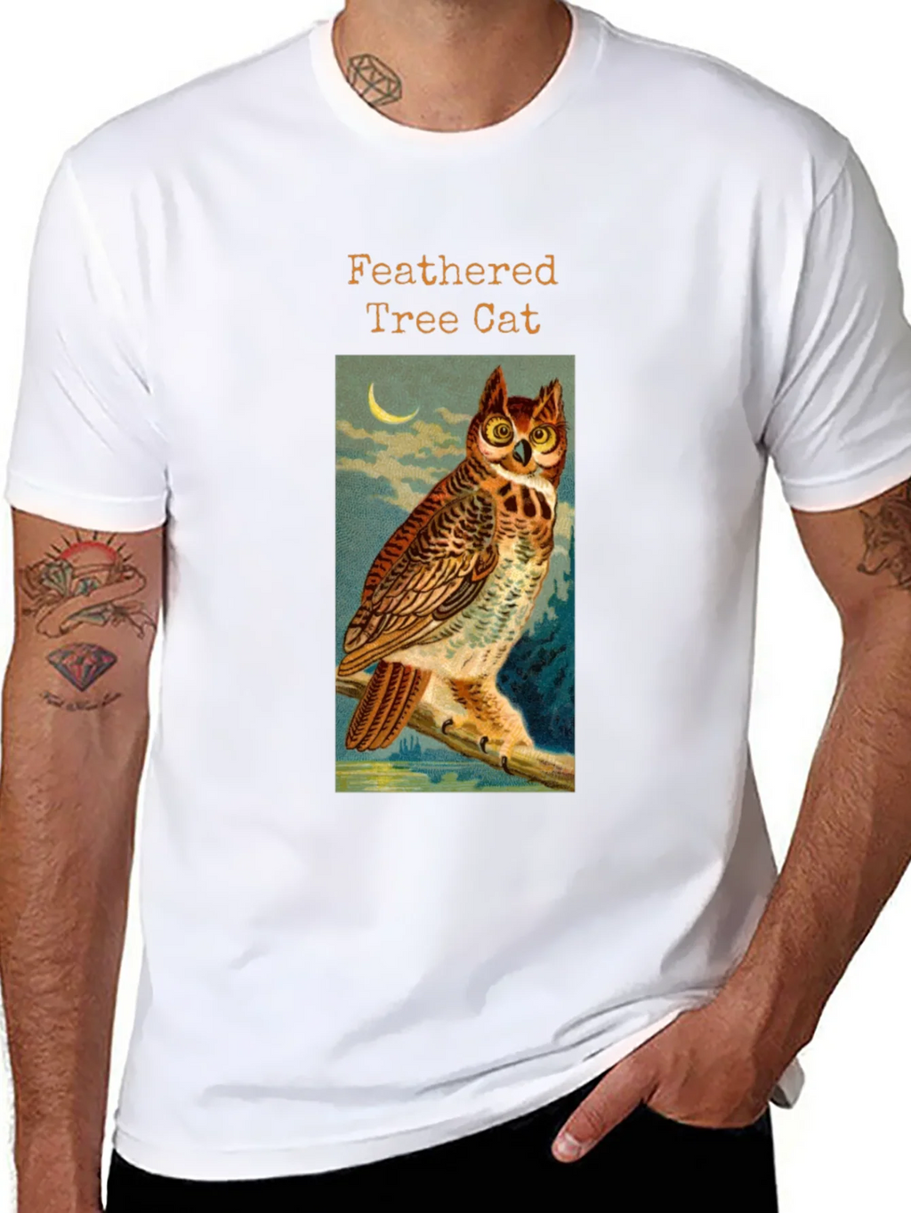 Feathered Tree Cat Owl T-Shirt product image 7