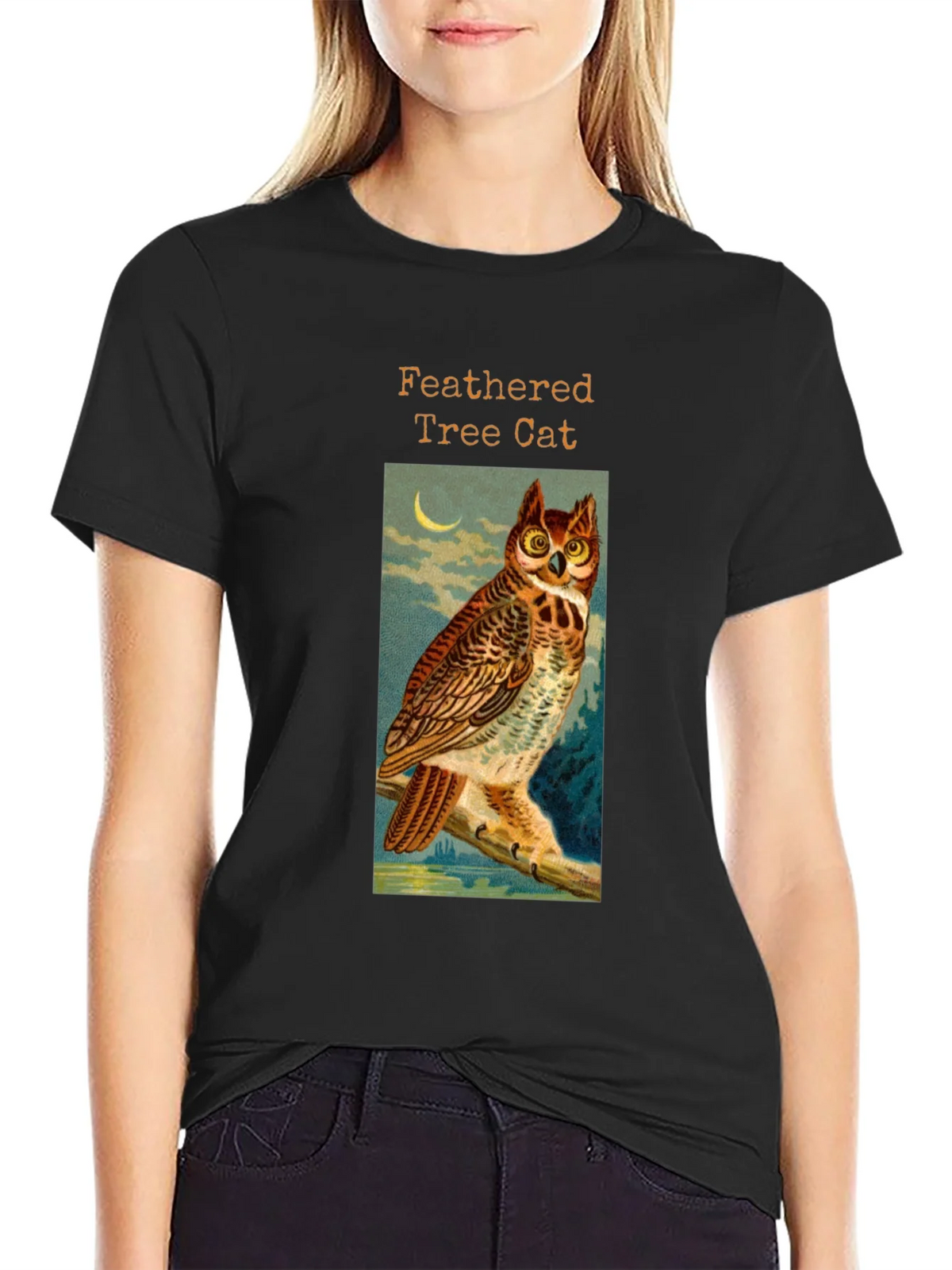 Feathered Tree Cat Owl T-Shirt product image 2