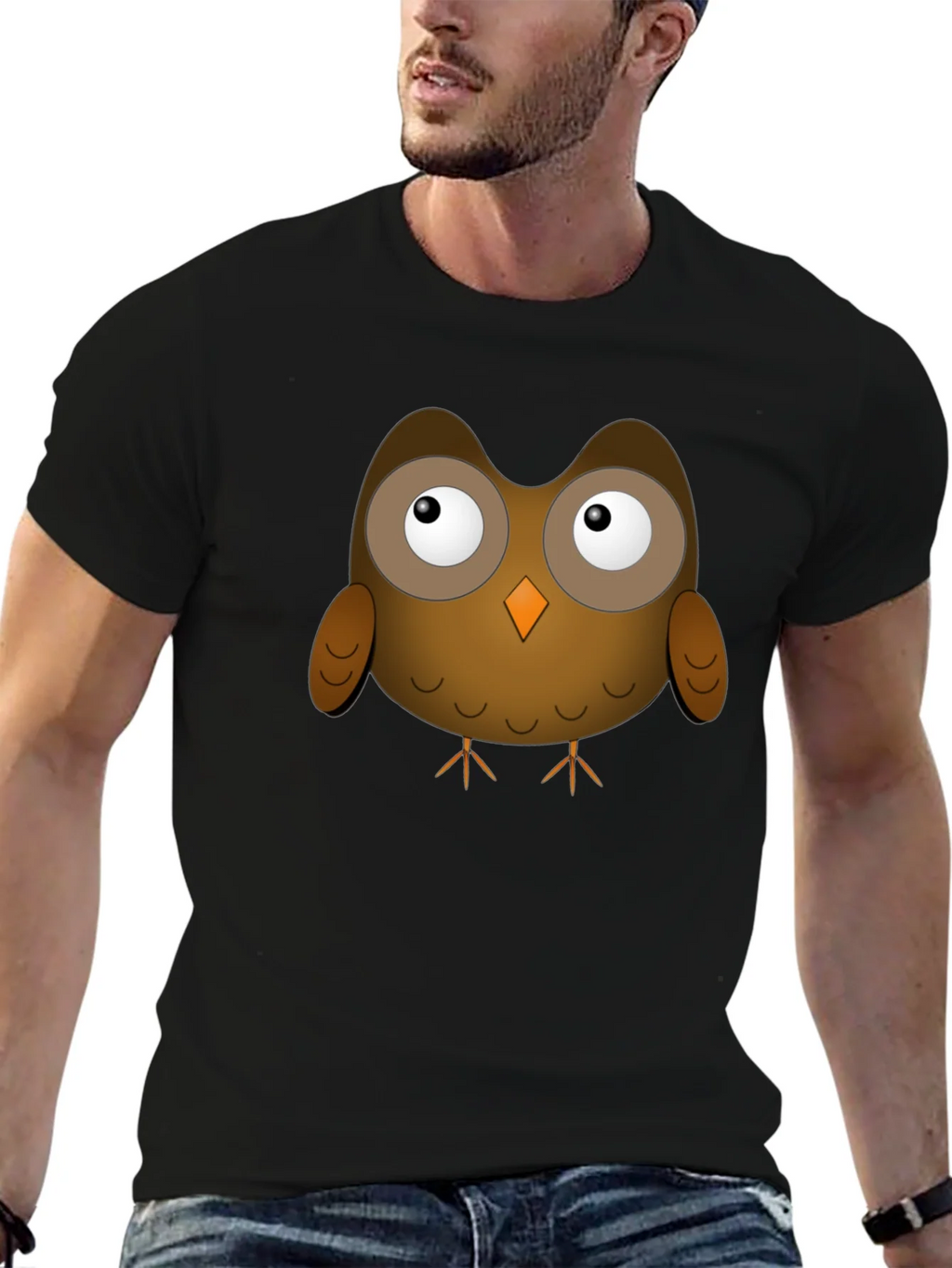 Cute Owl Graphic T-Shirt - Black Unisex Tee product image 1