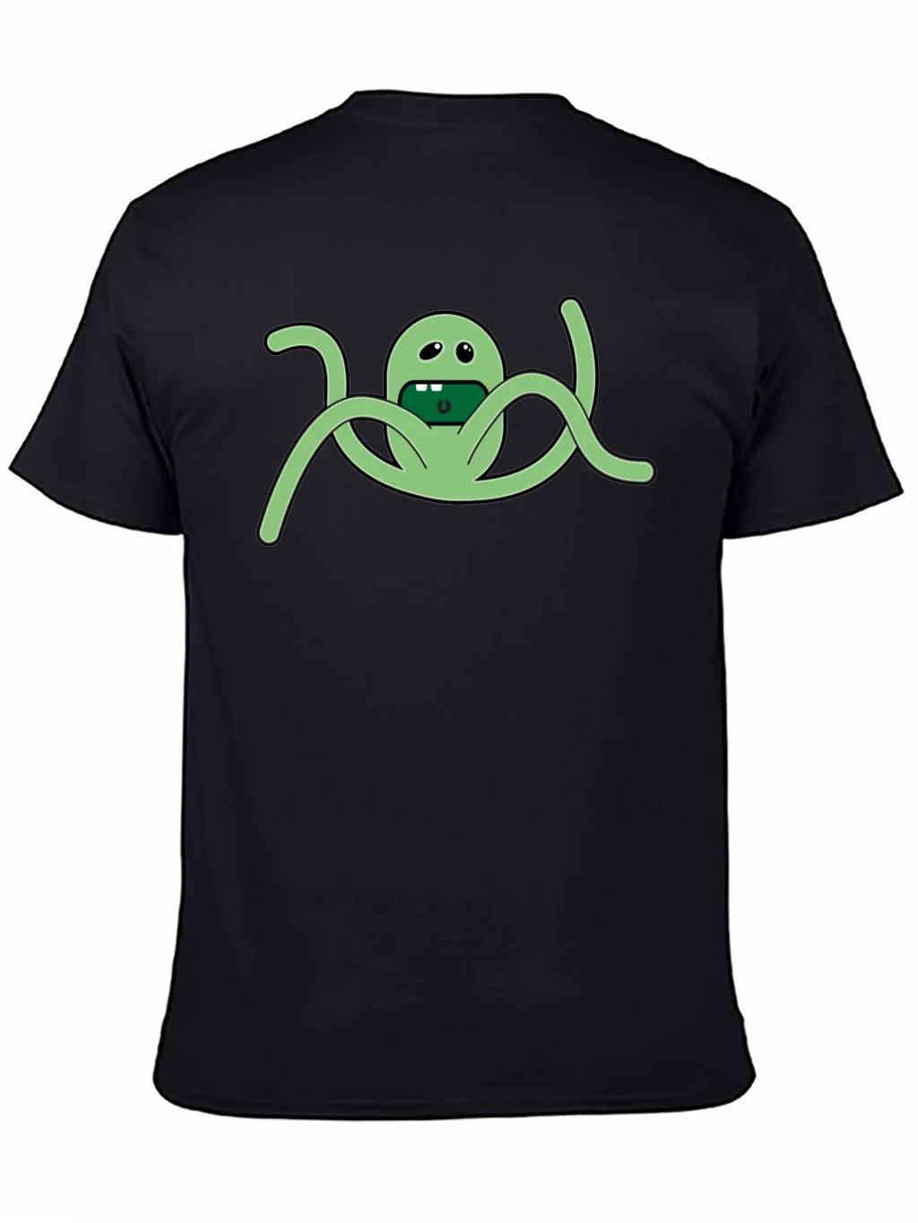 Mens Black Graphic Tee - Funny Green Alien Octopus Design product image 4