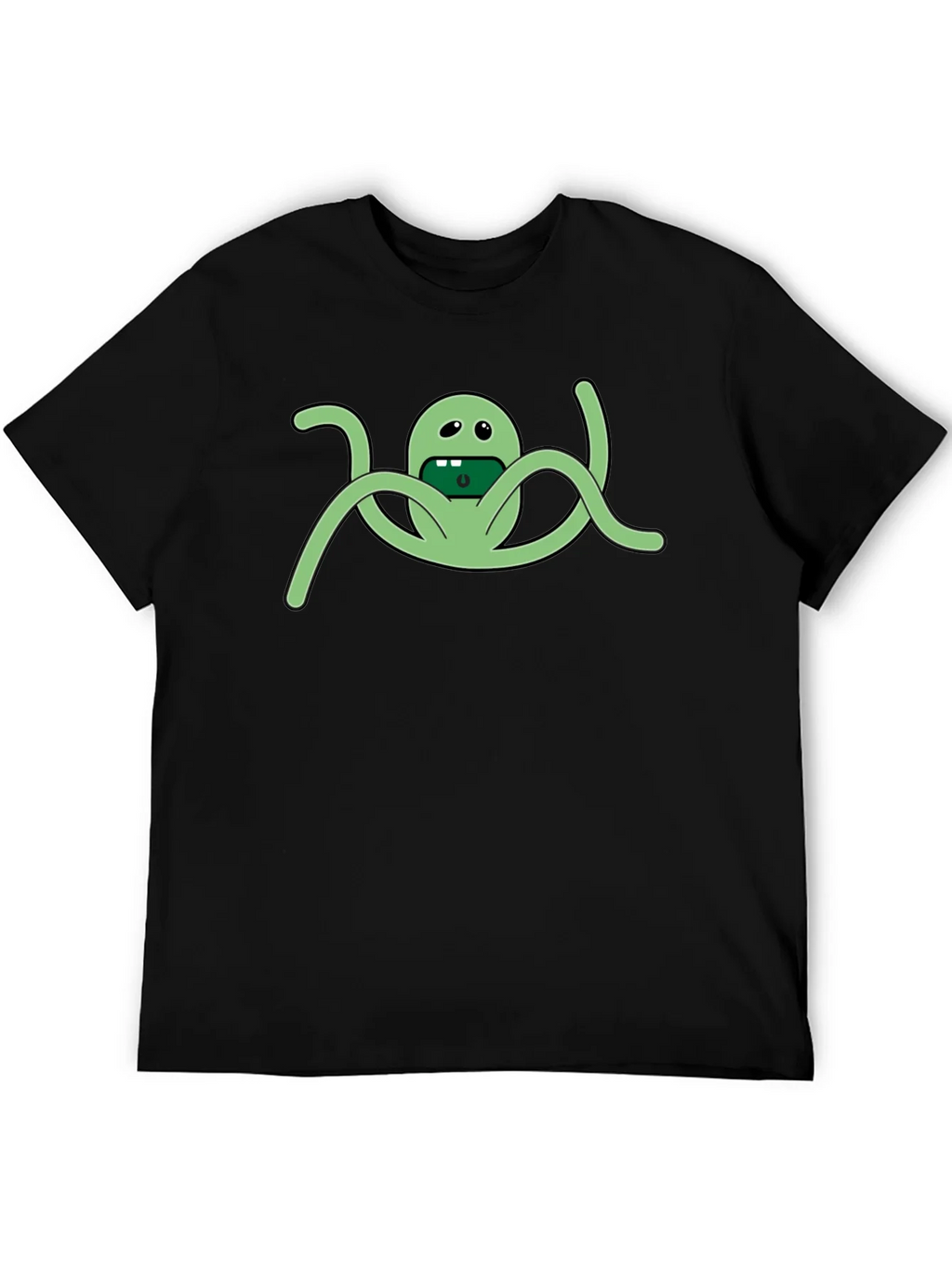 Mens Black Graphic Tee - Funny Green Alien Octopus Design product image 5