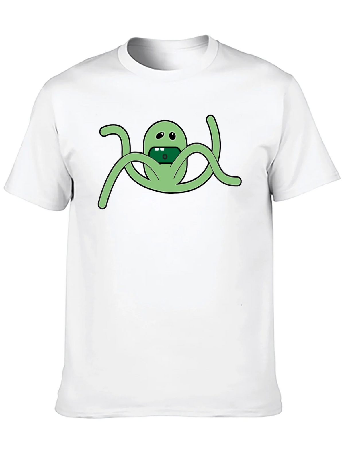 Mens Black Graphic Tee - Funny Green Alien Octopus Design product image 8