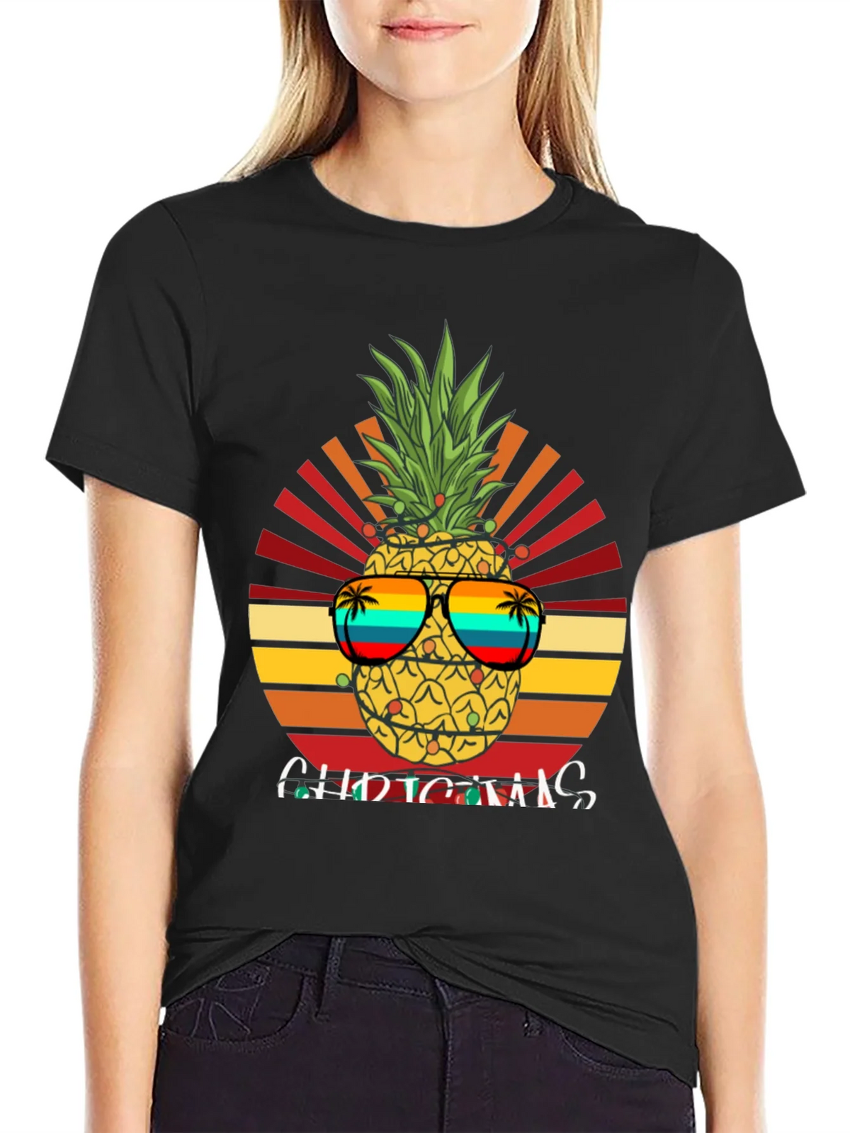 Festive Pineapple Christmas T-Shirt product image 2