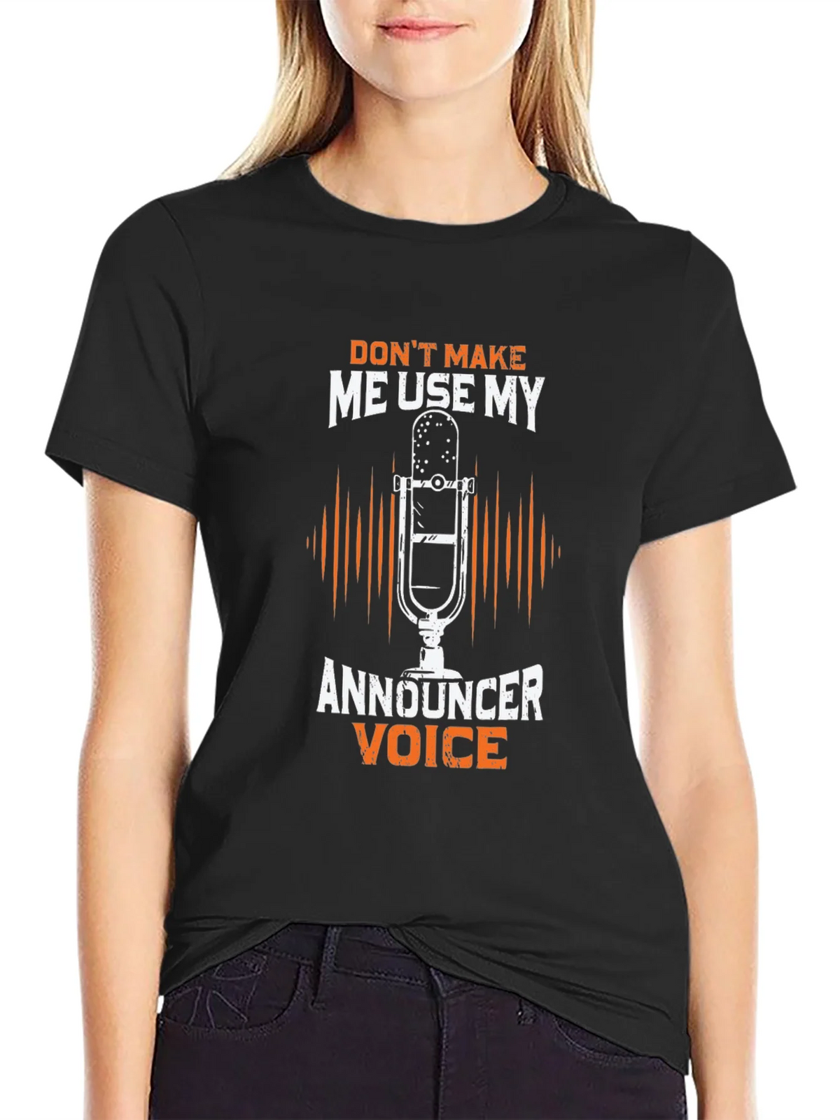 Announcer Voice Graphic Tee - Humorous Black T-Shirt product image 2