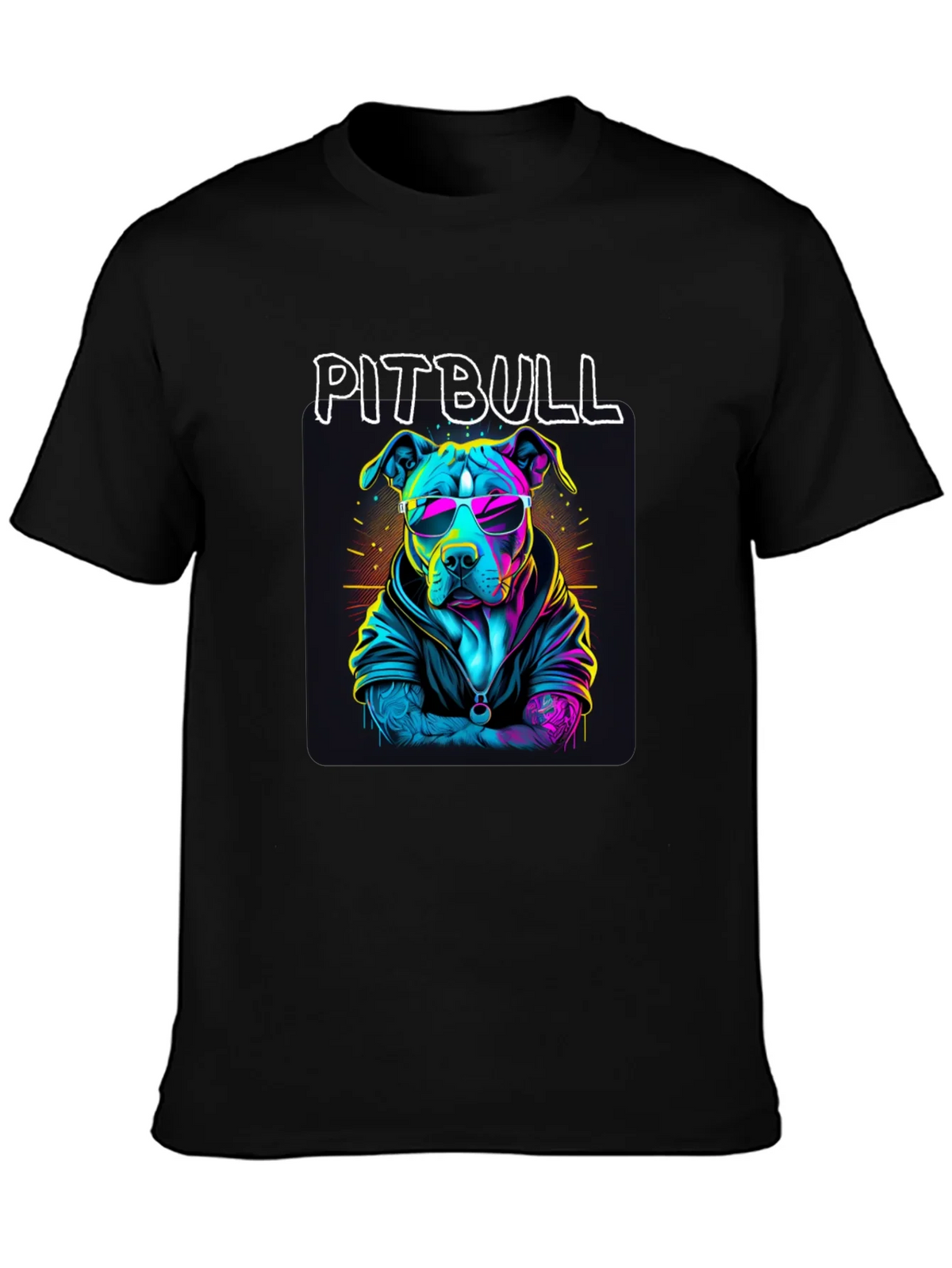 Cool Pitbull T-Shirt - Neon Style Dog Design product image 3
