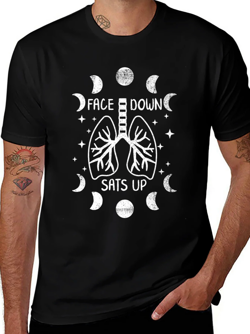 Face Down Sats Up T-Shirt - Lung Design product image 1
