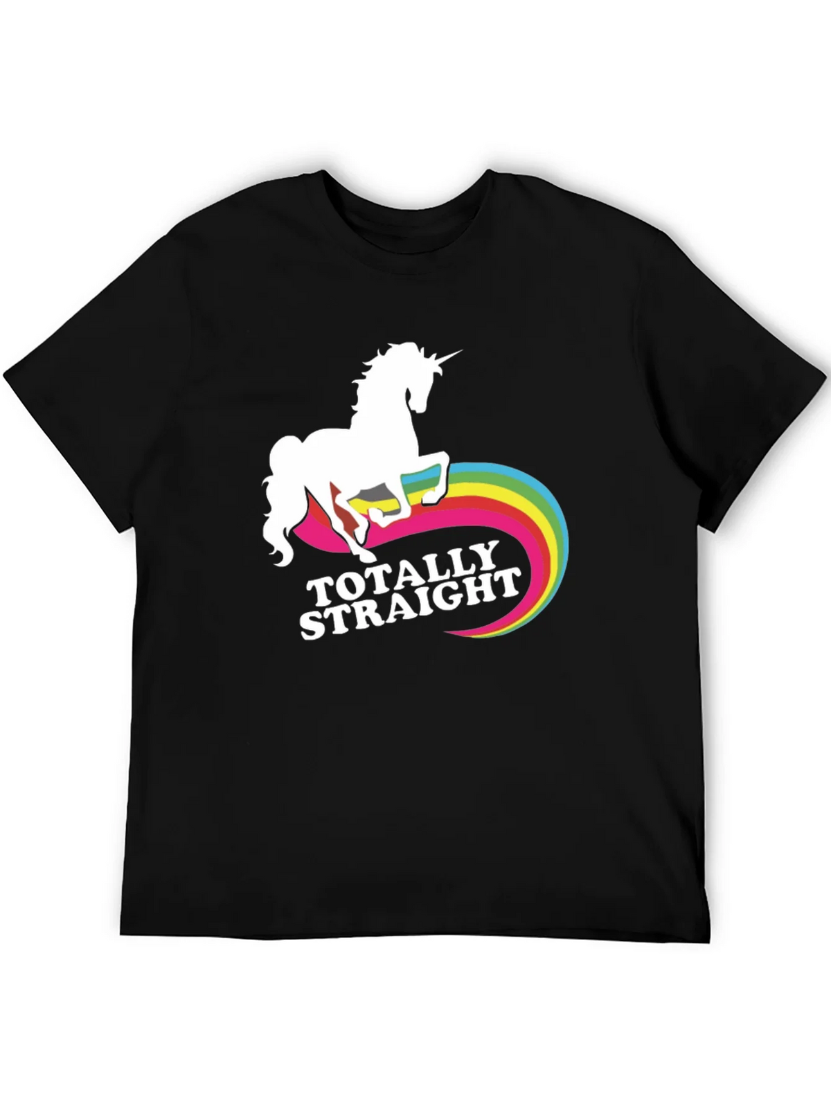 Totally Straight Unicorn T-Shirt Funny Rainbow Novelty Tee product image 4