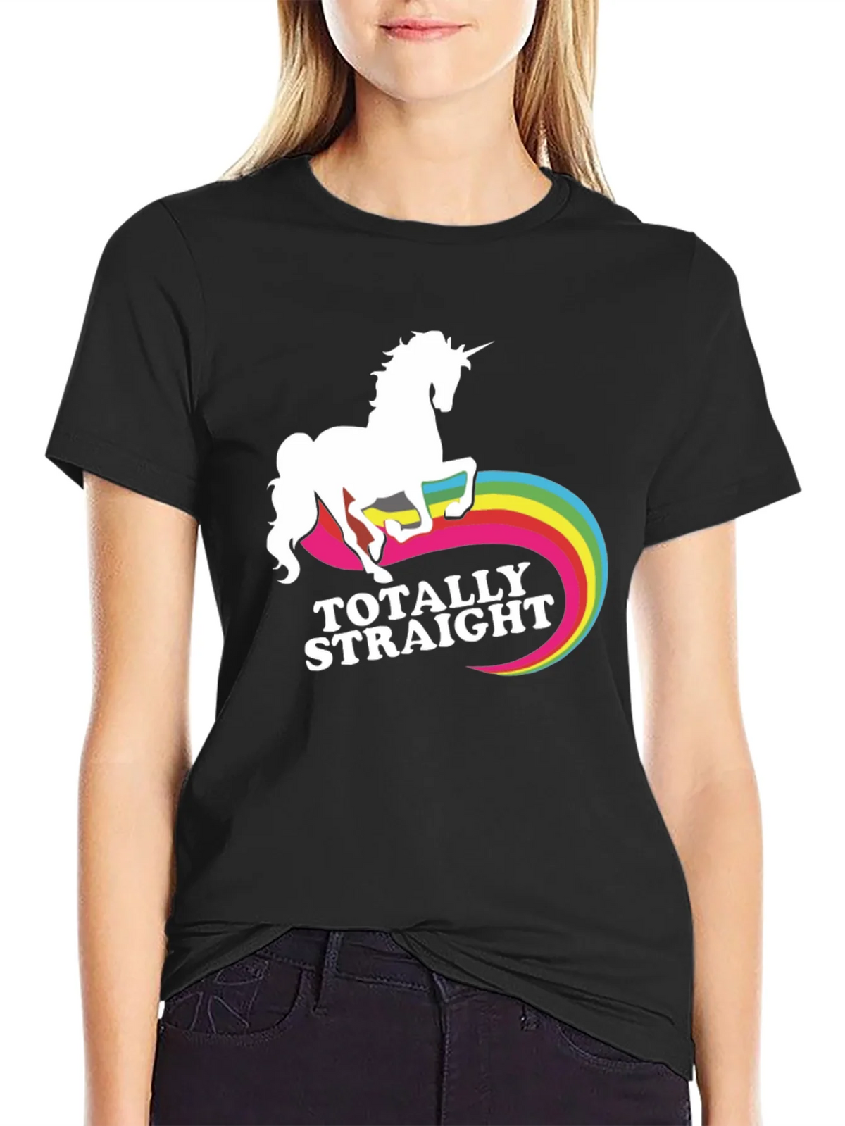 Totally Straight Unicorn T-Shirt Funny Rainbow Novelty Tee product image 2