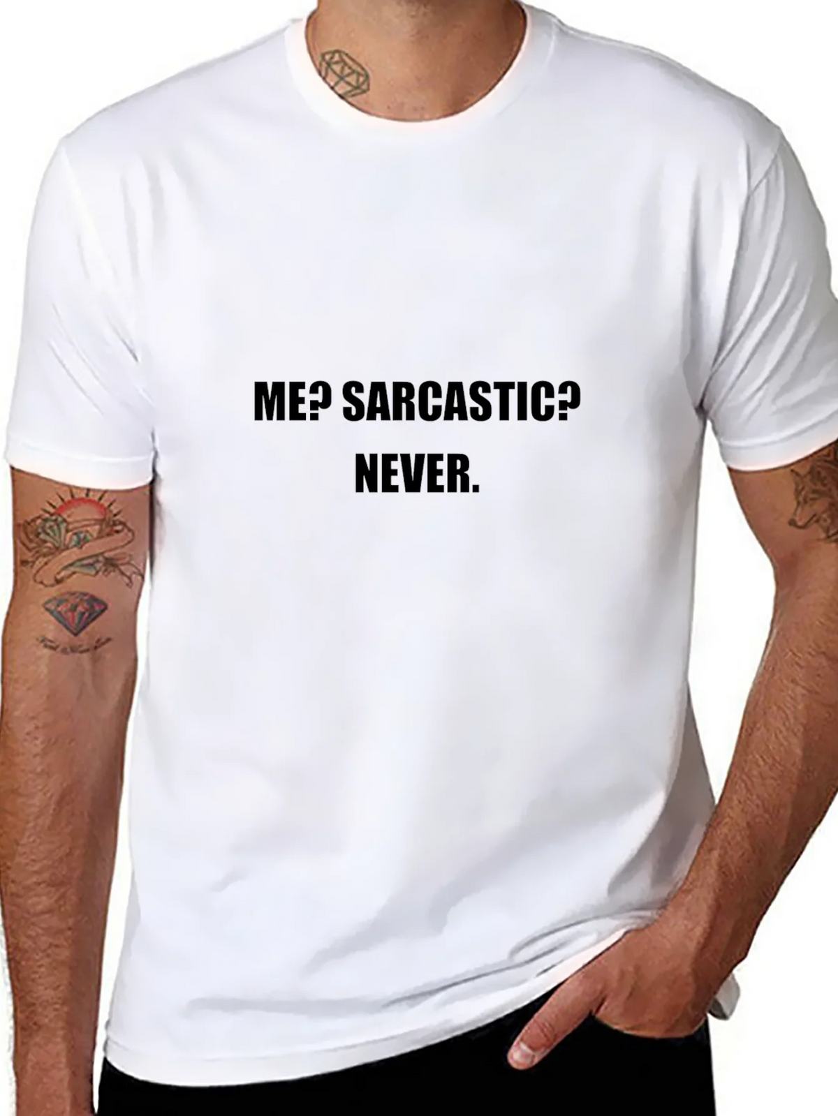 Sarcastic Never Black Cotton T-Shirt product image 5