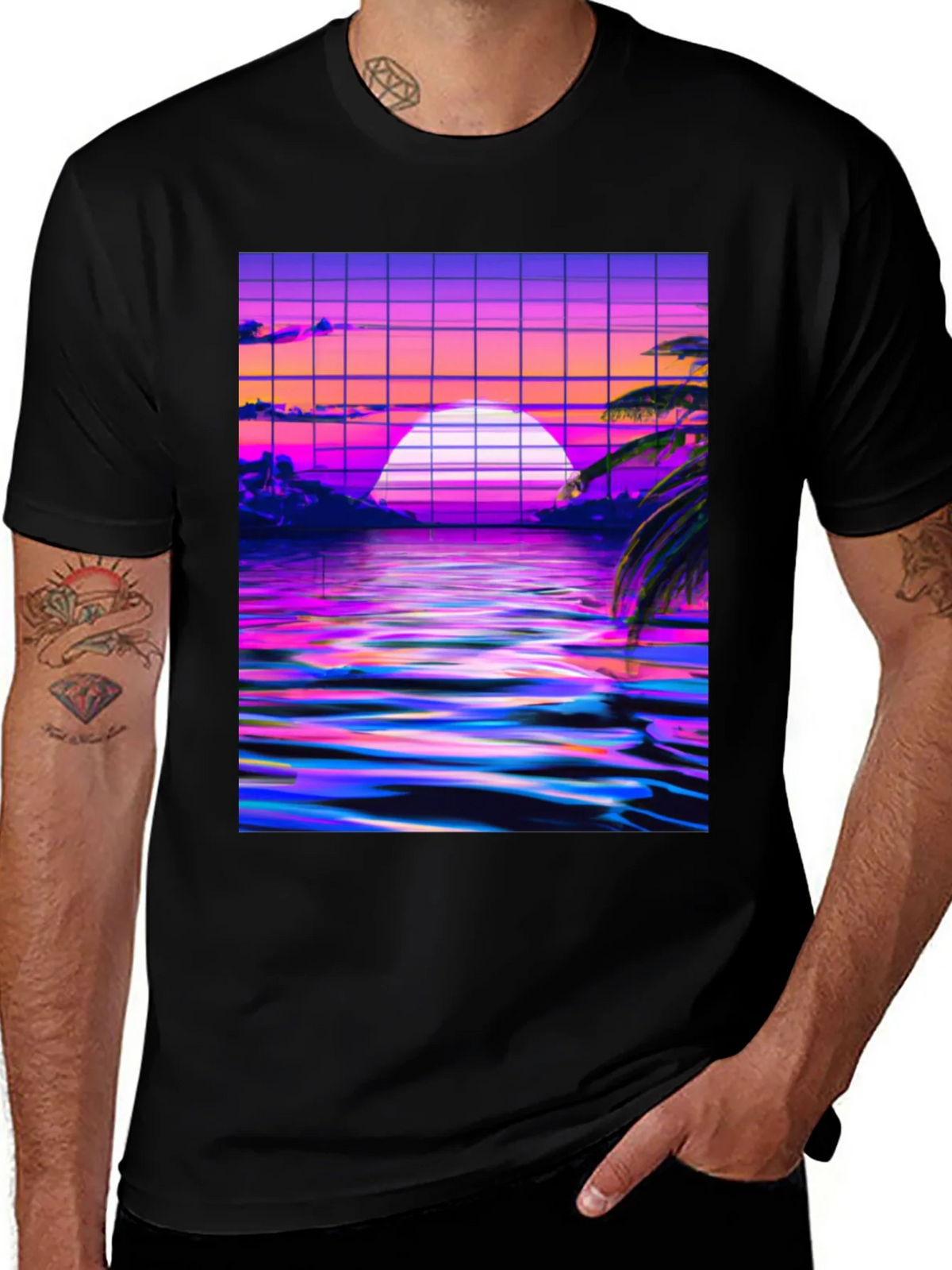 Vaporwave Sunset Graphic Tee product image 1