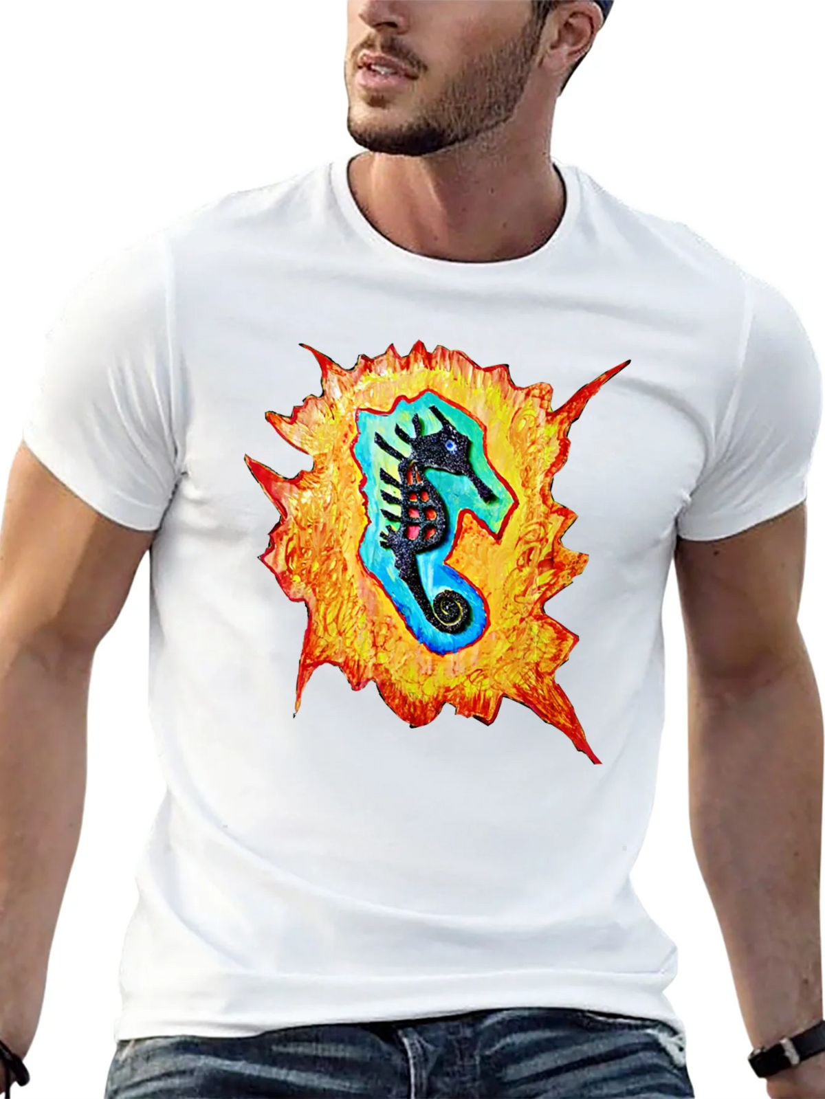 Sea Horse Graphic Black T-Shirt product image 12