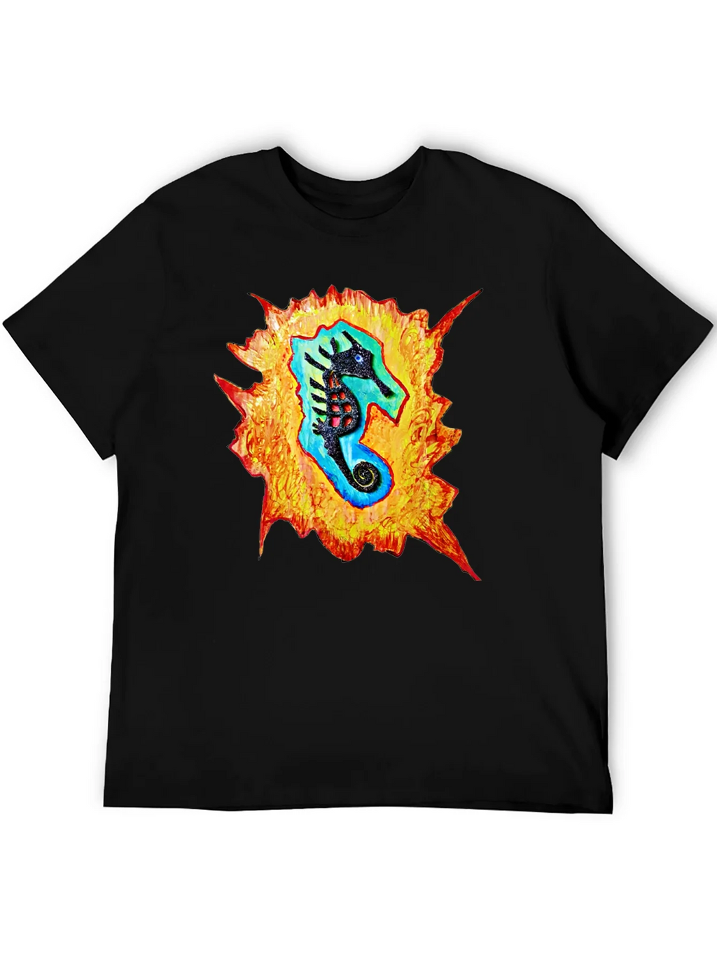 Sea Horse Graphic Black T-Shirt product image 5
