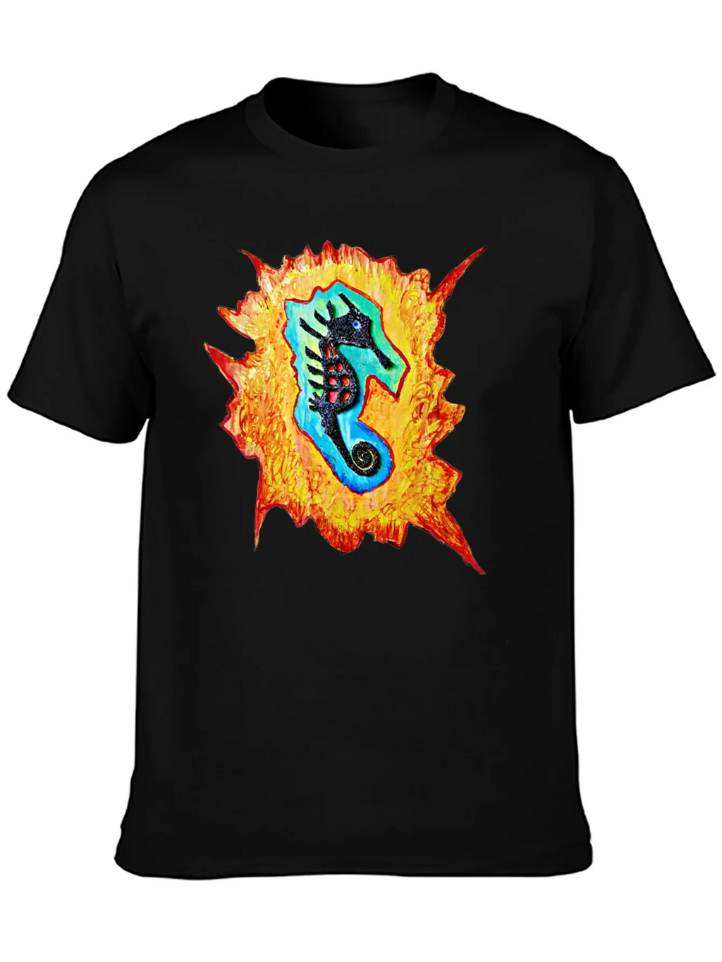 Sea Horse Graphic Black T-Shirt product image 3