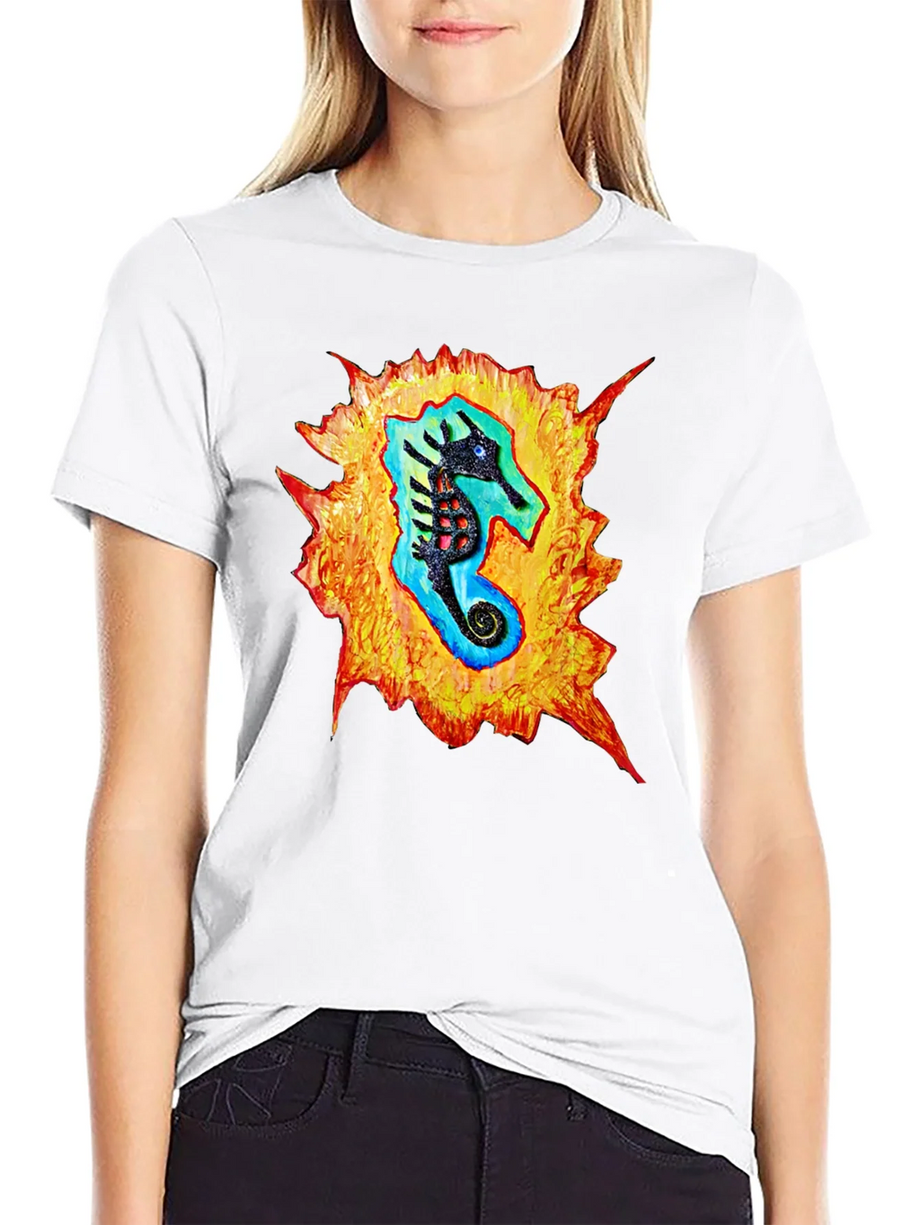Sea Horse Graphic Black T-Shirt product image 8