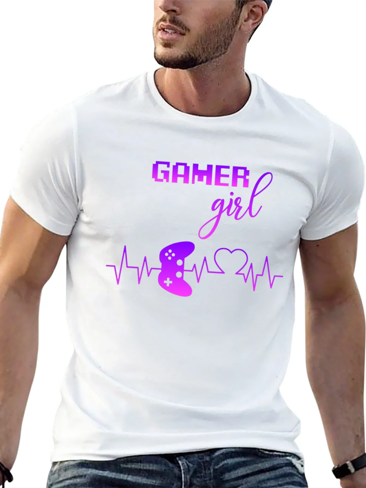 Gamer Girl Black T-Shirt - Gaming Heartbeat Tee product image 4