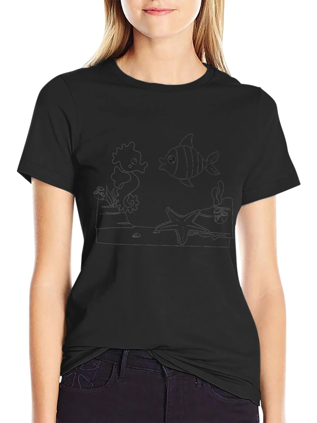 Whimsical Ocean Life Black Tee product image 2