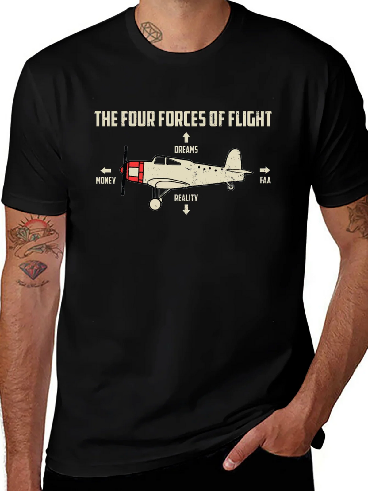 Aviation Humor Tee: The Four Forces of Flight product image 1