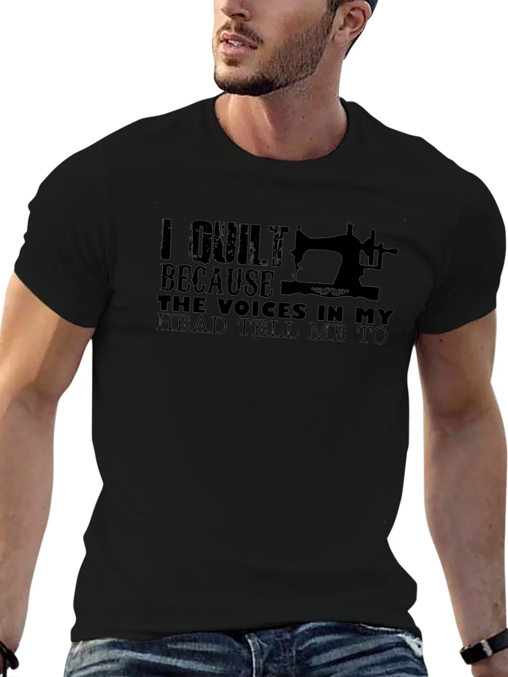 I Quilt Because Voices Tee - Funny Quilting T-Shirt product image 6