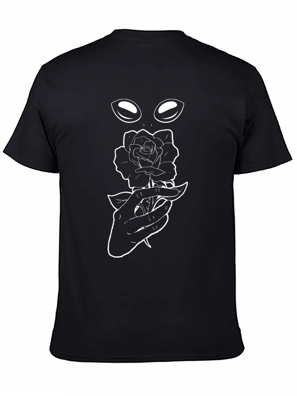 Alien Rose Graphic Tee - Black Cotton T-Shirt product image 4