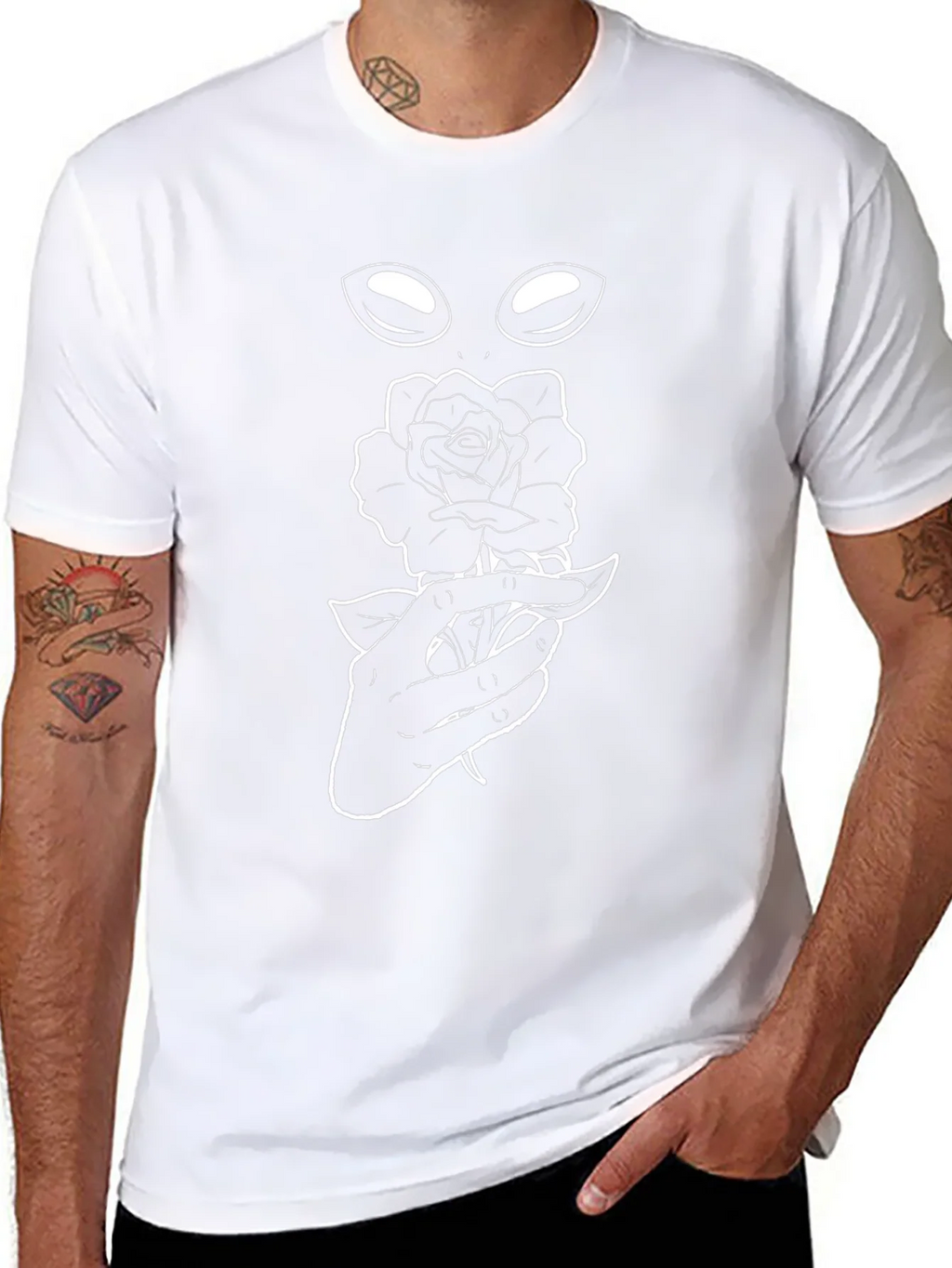 Alien Rose Graphic Tee - Black Cotton T-Shirt product image 7