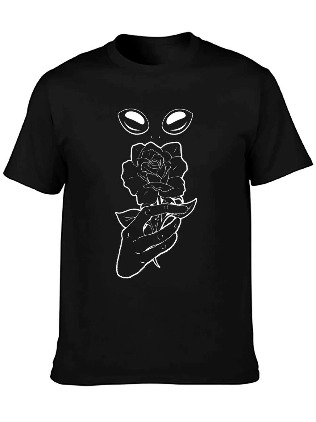Alien Rose Graphic Tee - Black Cotton T-Shirt product image 3