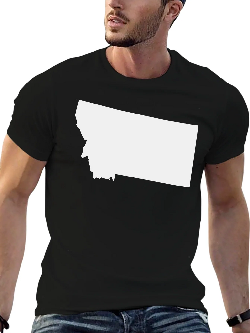 Montana State Outline Black T-Shirt product image 6