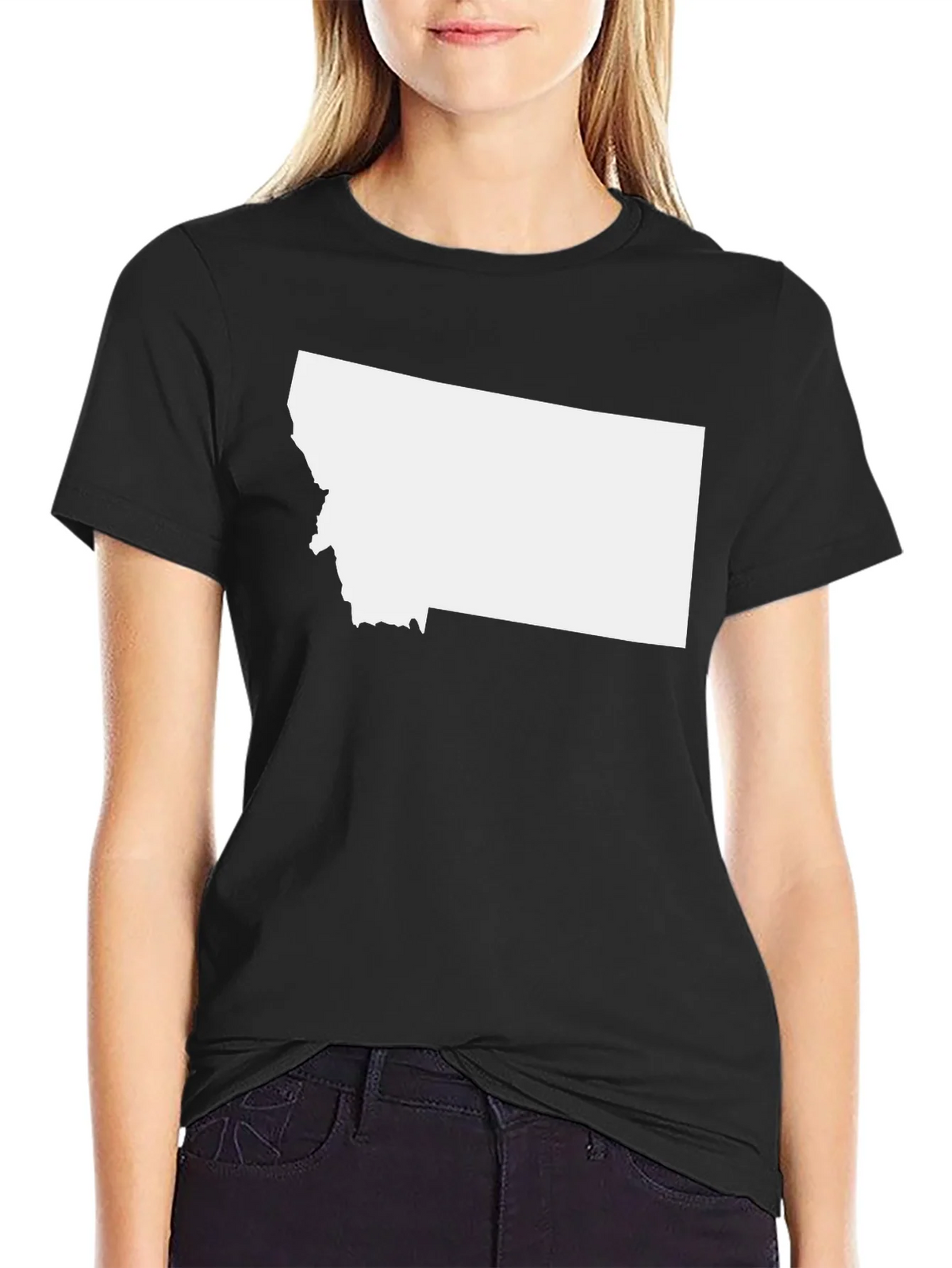 Montana State Outline Black T-Shirt product image 2