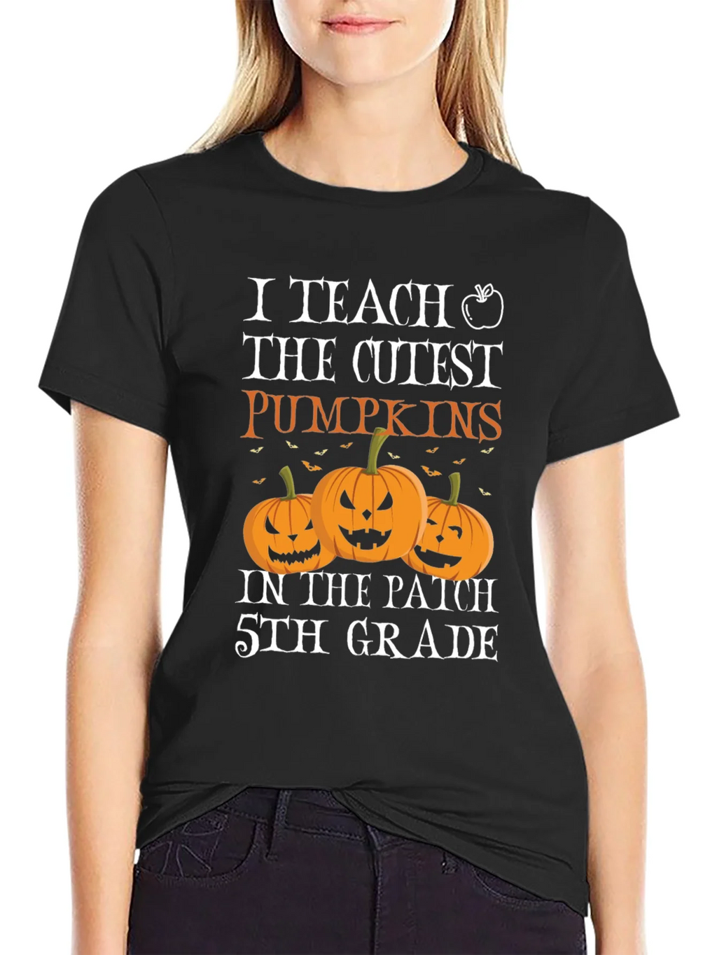 Cute Teacher Halloween T-Shirt with Pumpkins product image 2