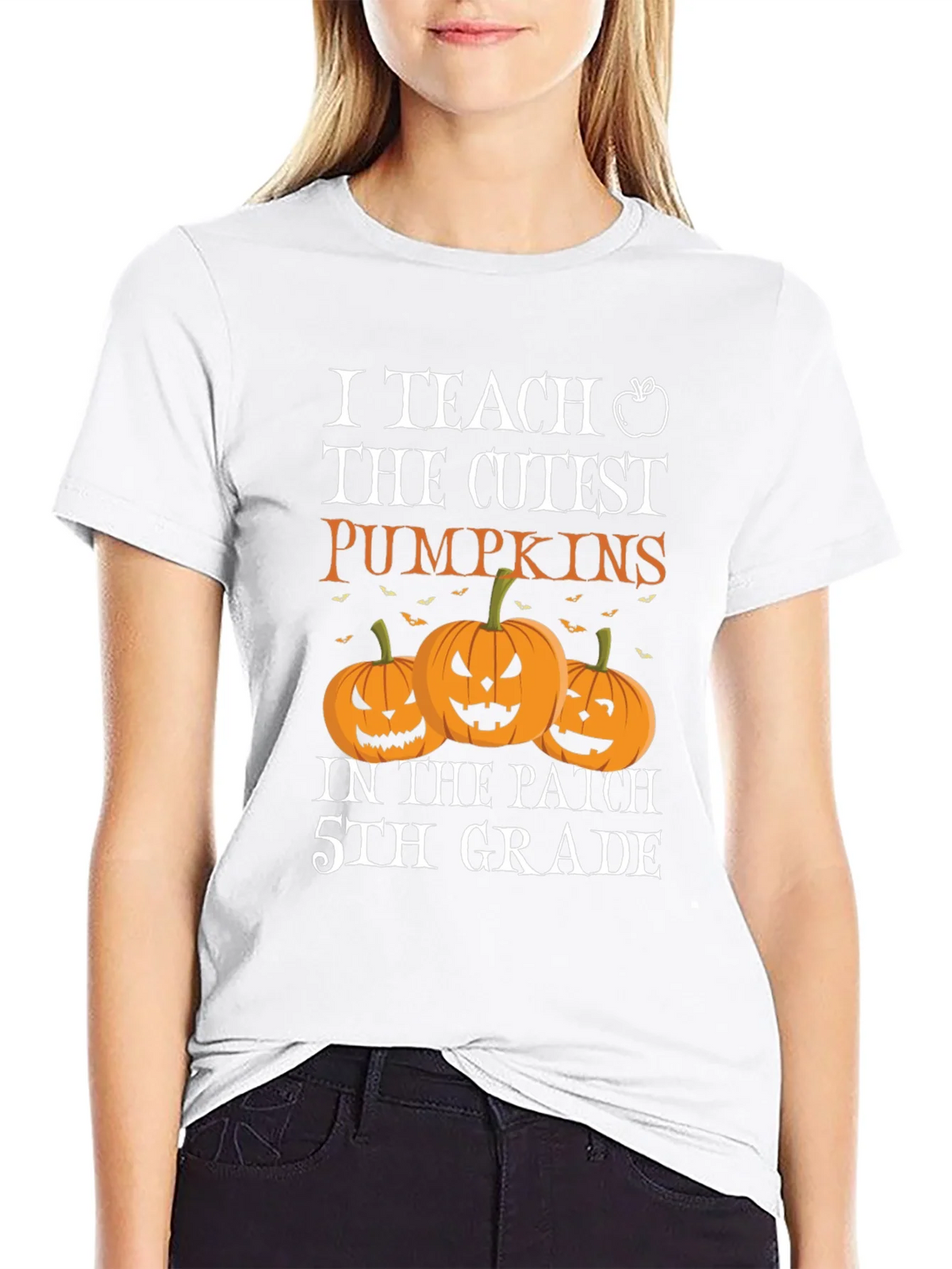 Cute Teacher Halloween T-Shirt with Pumpkins product image 8