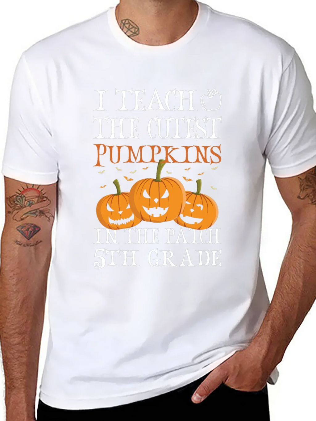 Cute Teacher Halloween T-Shirt with Pumpkins product image 7