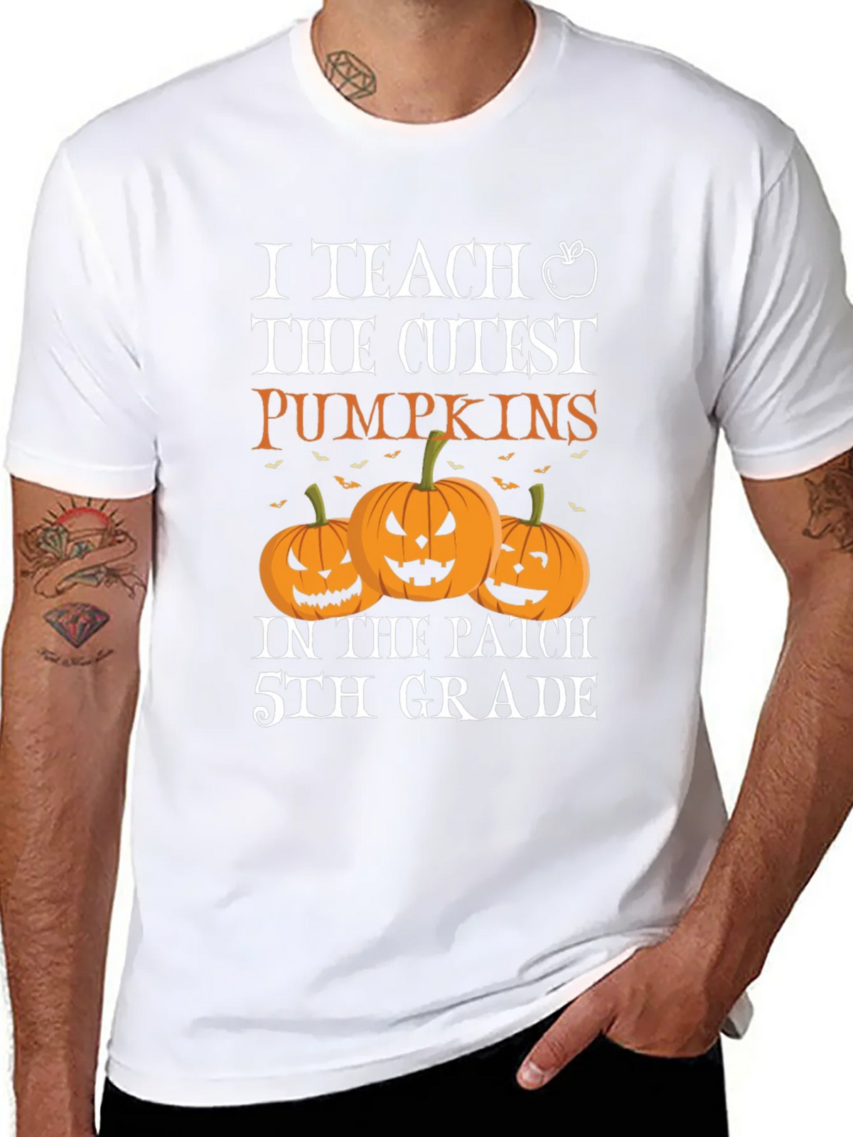 Cute Teacher Halloween T-Shirt with Pumpkins product image 7