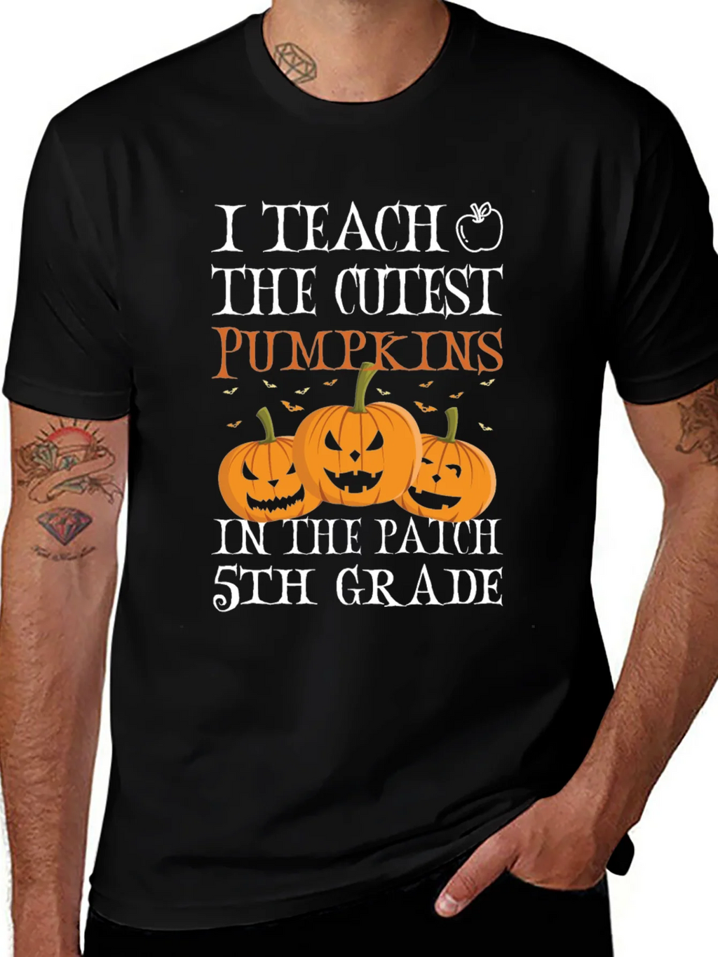 Cute Teacher Halloween T-Shirt with Pumpkins product image 1