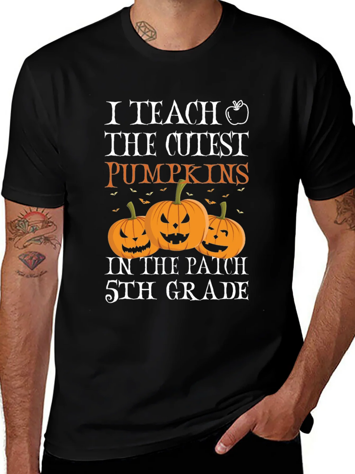 Cute Teacher Halloween T-Shirt with Pumpkins product image 1