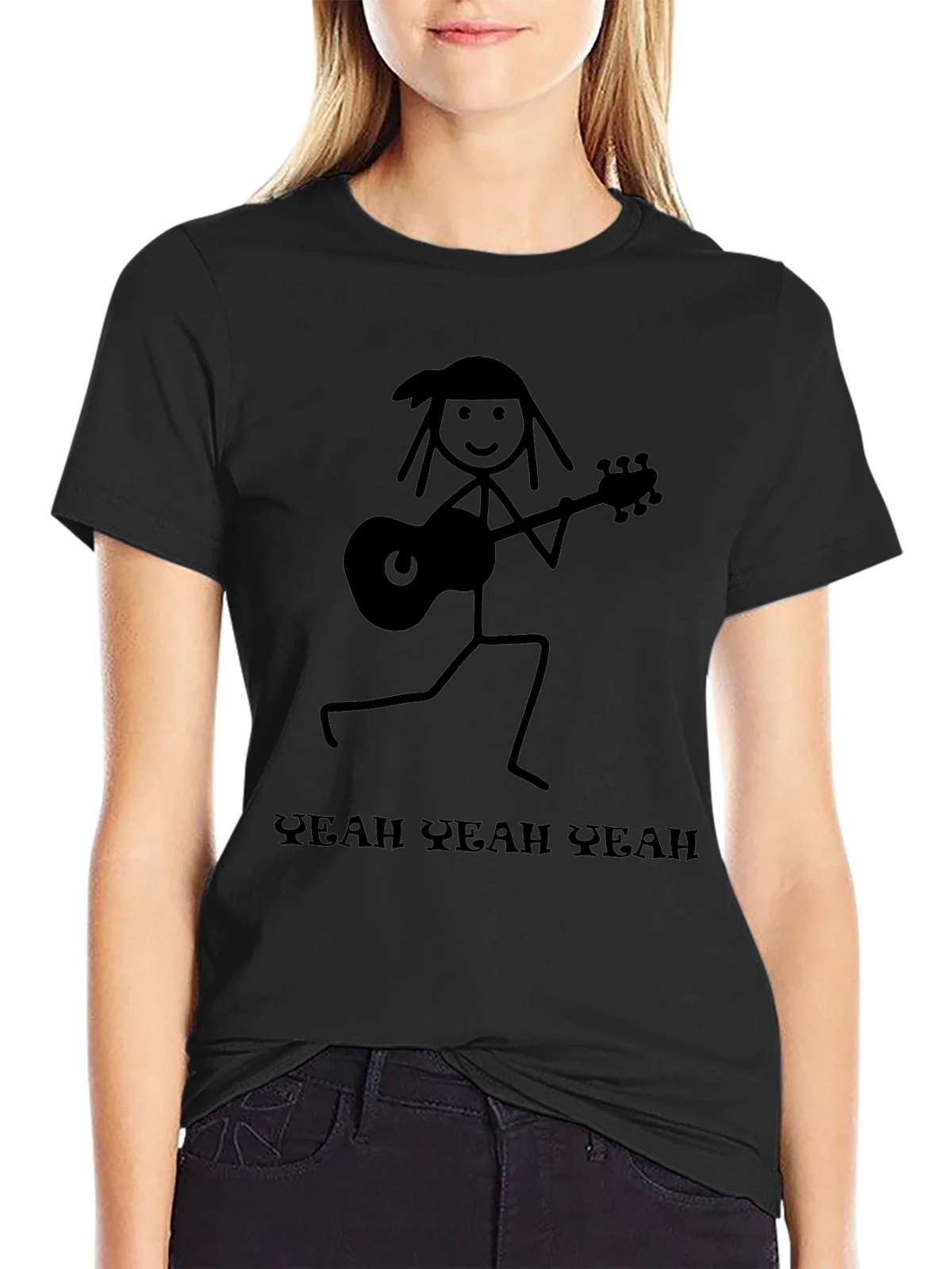 Yeah Yeahs Guitar Stick Figure Black T-Shirt product image 2