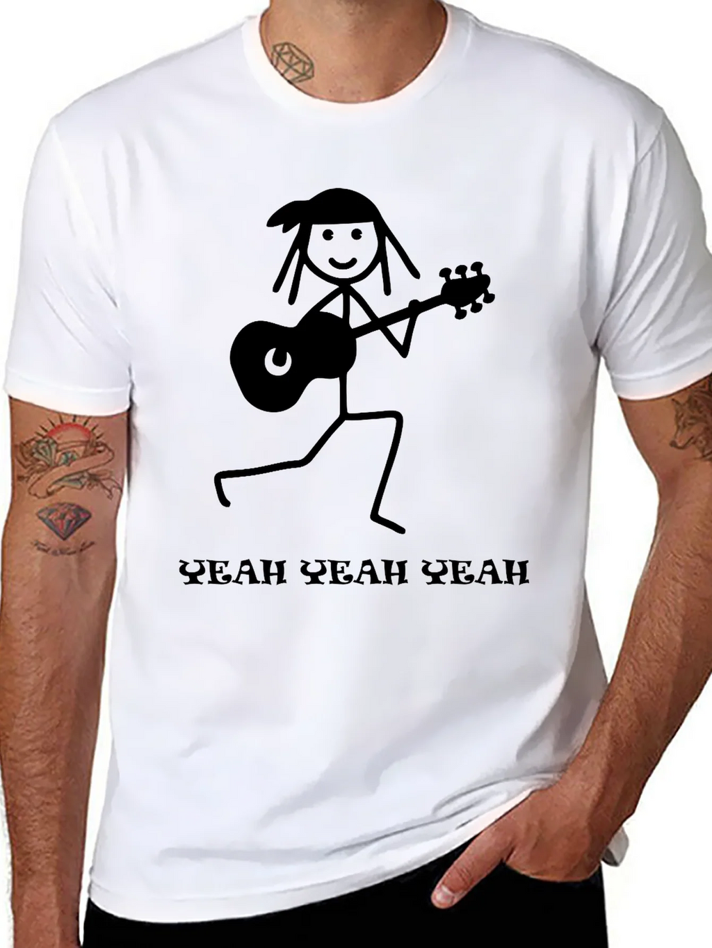 Yeah Yeahs Guitar Stick Figure Black T-Shirt product image 7