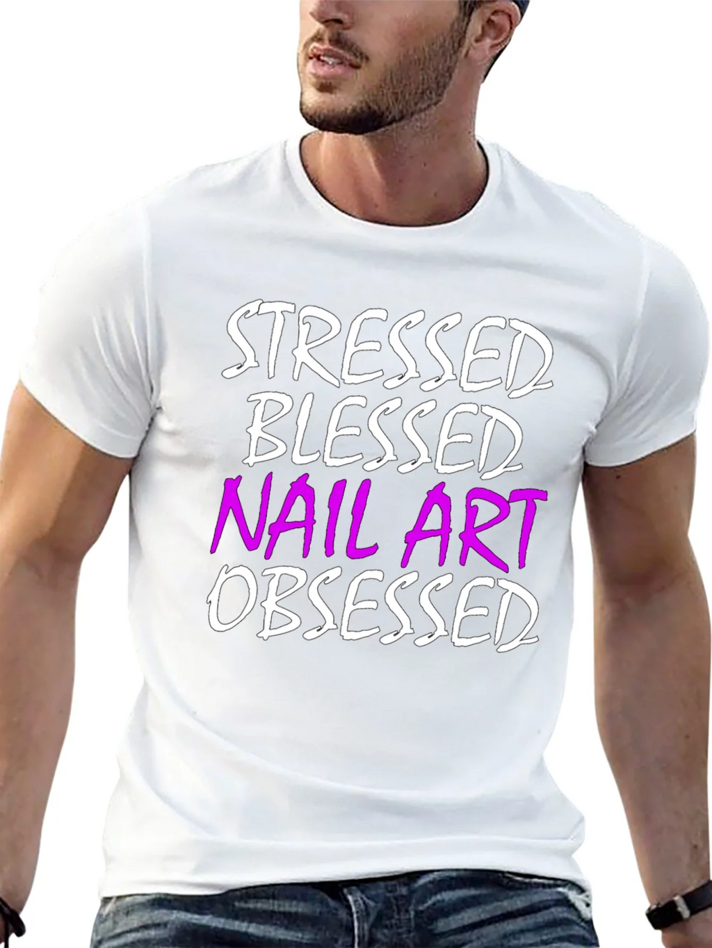 Stressed Blessed Nail Art Obsessed T-Shirt product image 12