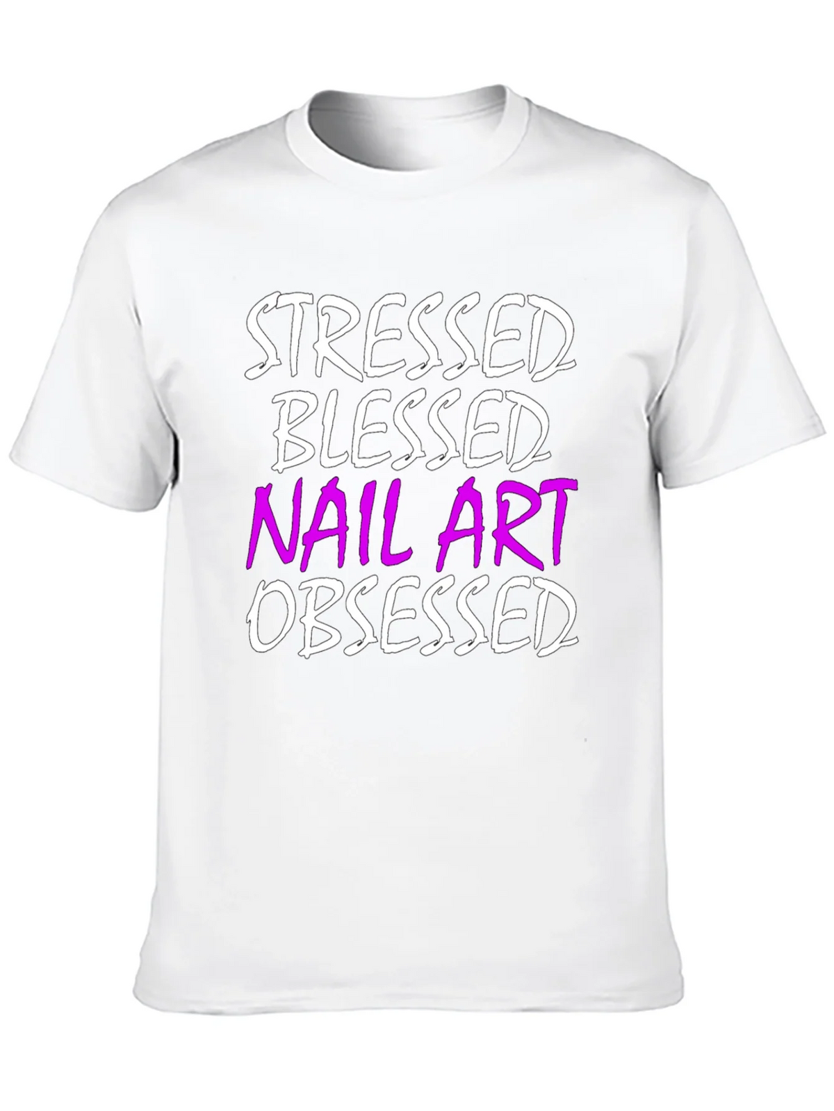 Stressed Blessed Nail Art Obsessed T-Shirt product image 9