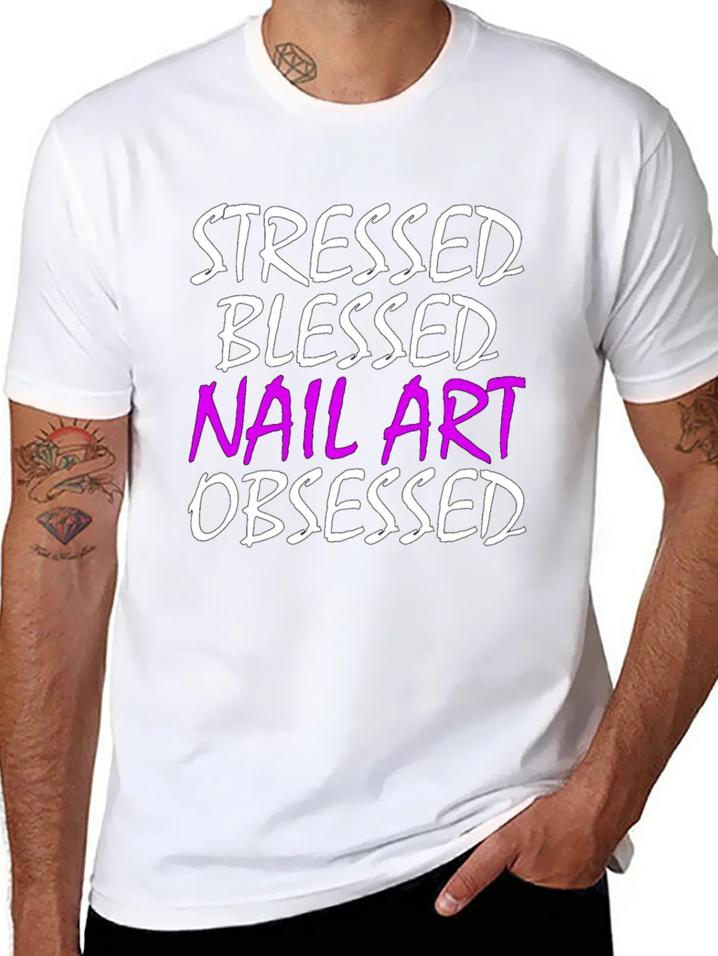 Stressed Blessed Nail Art Obsessed T-Shirt product image 7