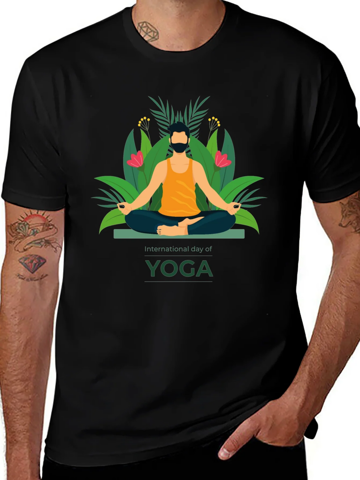 International Yoga Day Graphic Tee - Black product image 1
