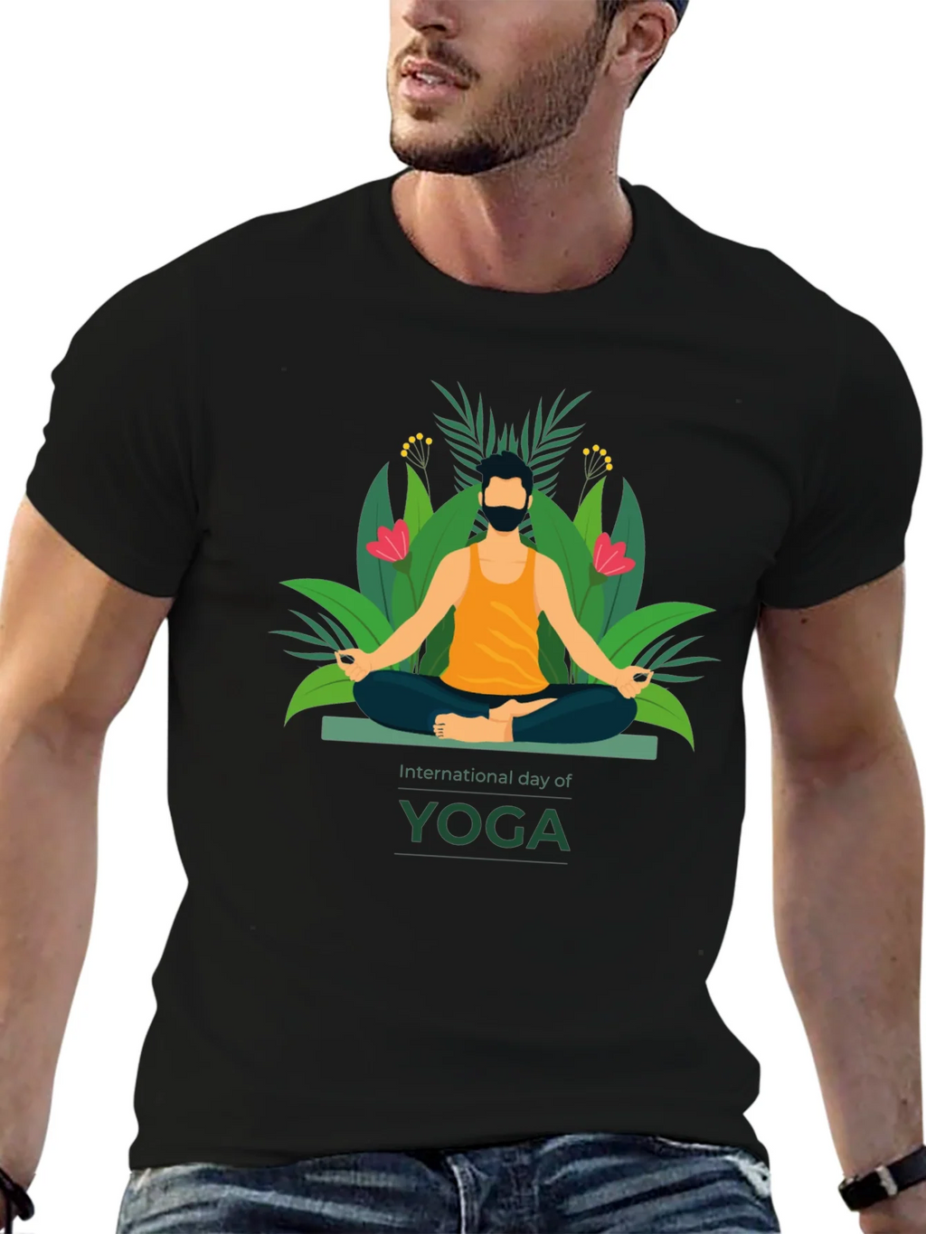 International Yoga Day Graphic Tee - Black product image 5