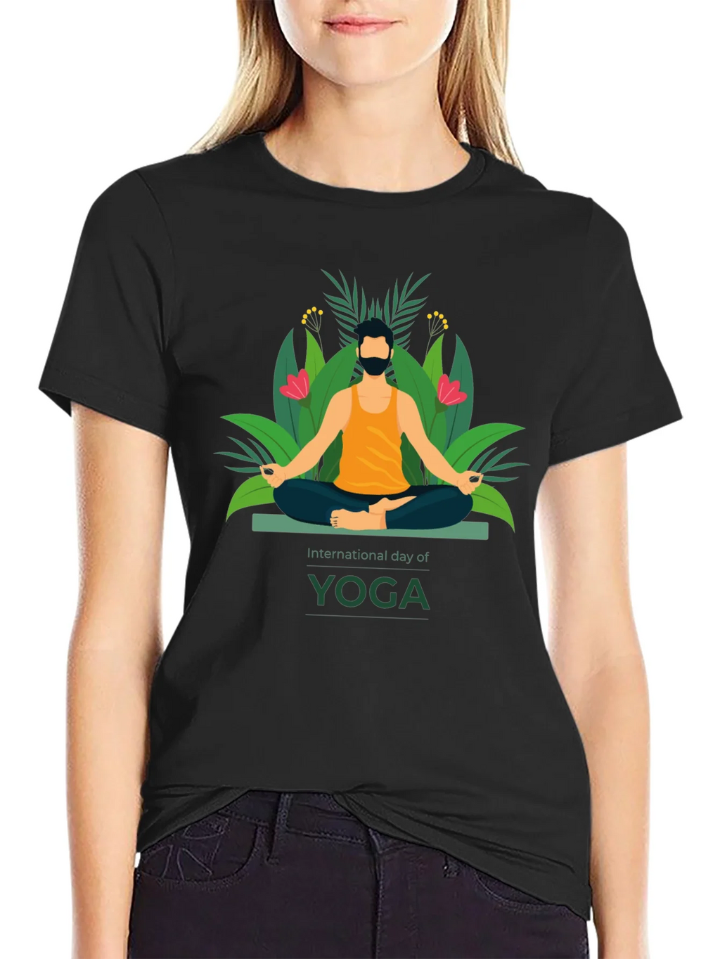 International Yoga Day Graphic Tee - Black product image 2