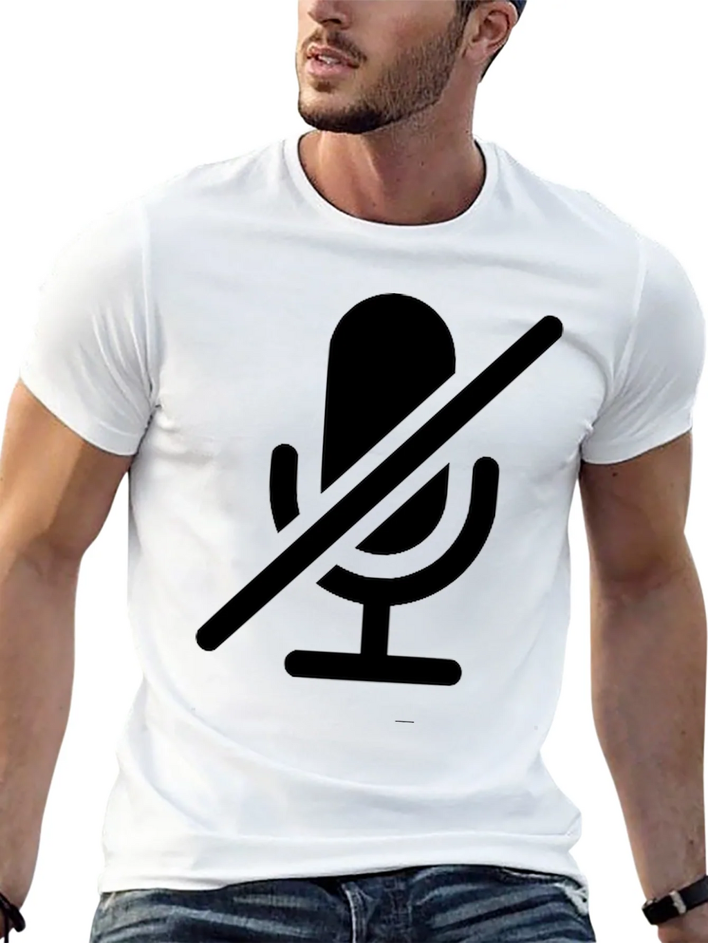Muted Microphone Graphic Tee - Black Cotton Comfort product image 12