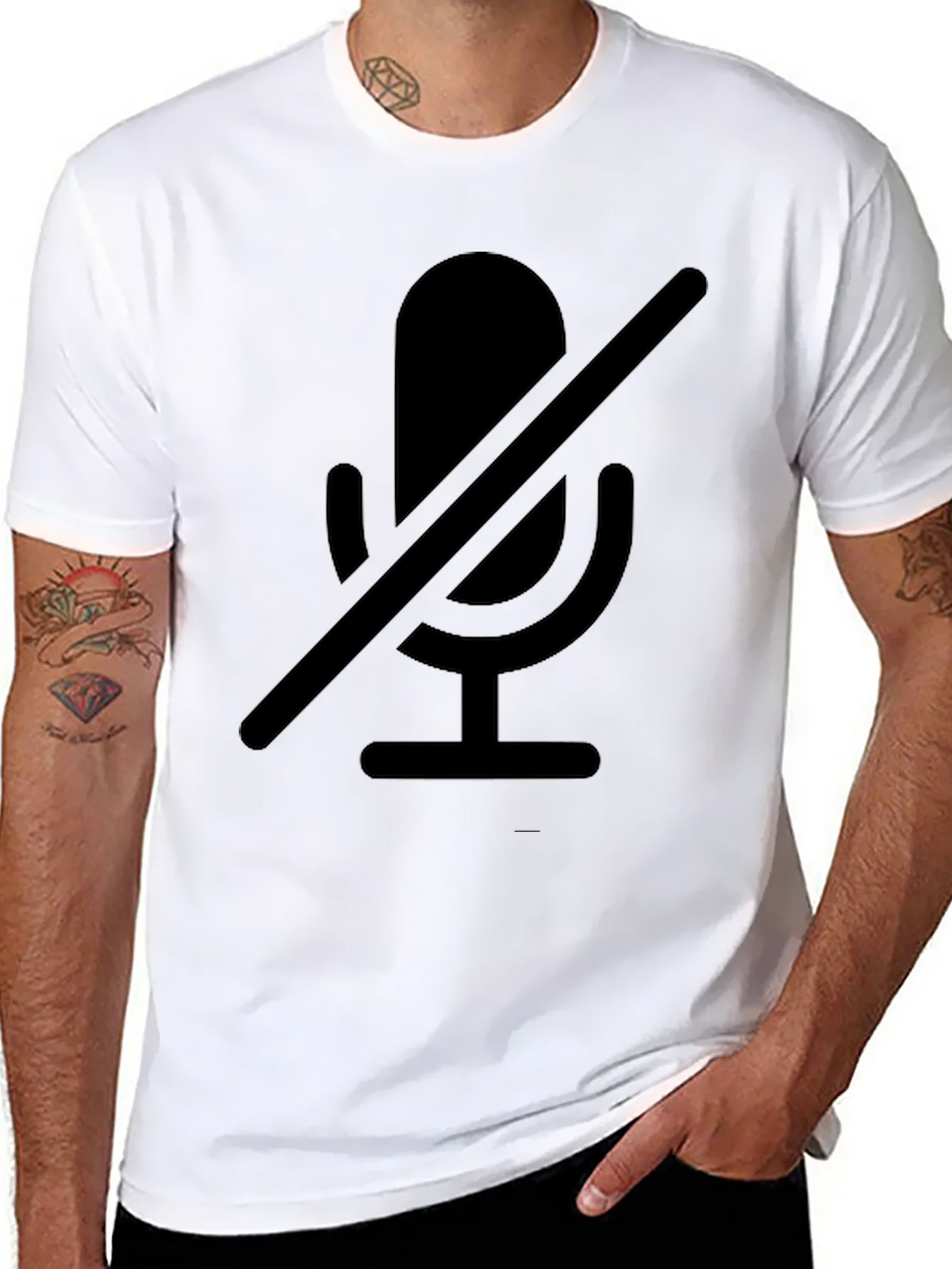 Muted Microphone Graphic Tee - Black Cotton Comfort product image 7