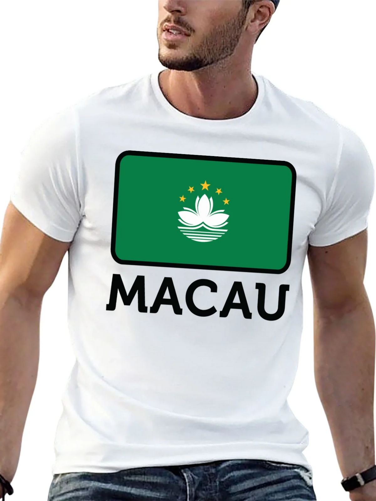 Macau Flag T-Shirt - Black Cotton Tee product image 12